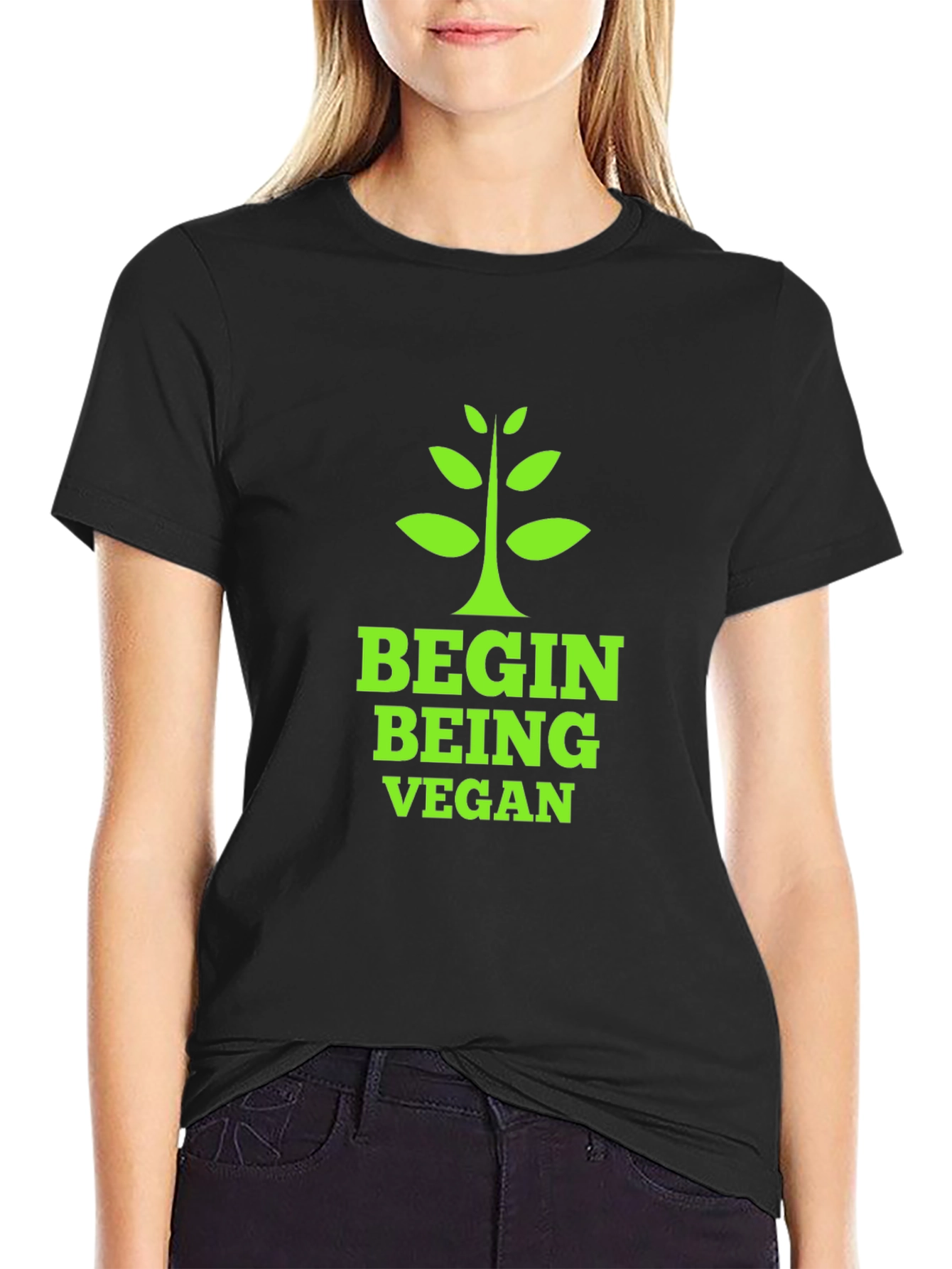Black Begin Being Vegan T-Shirt view 2