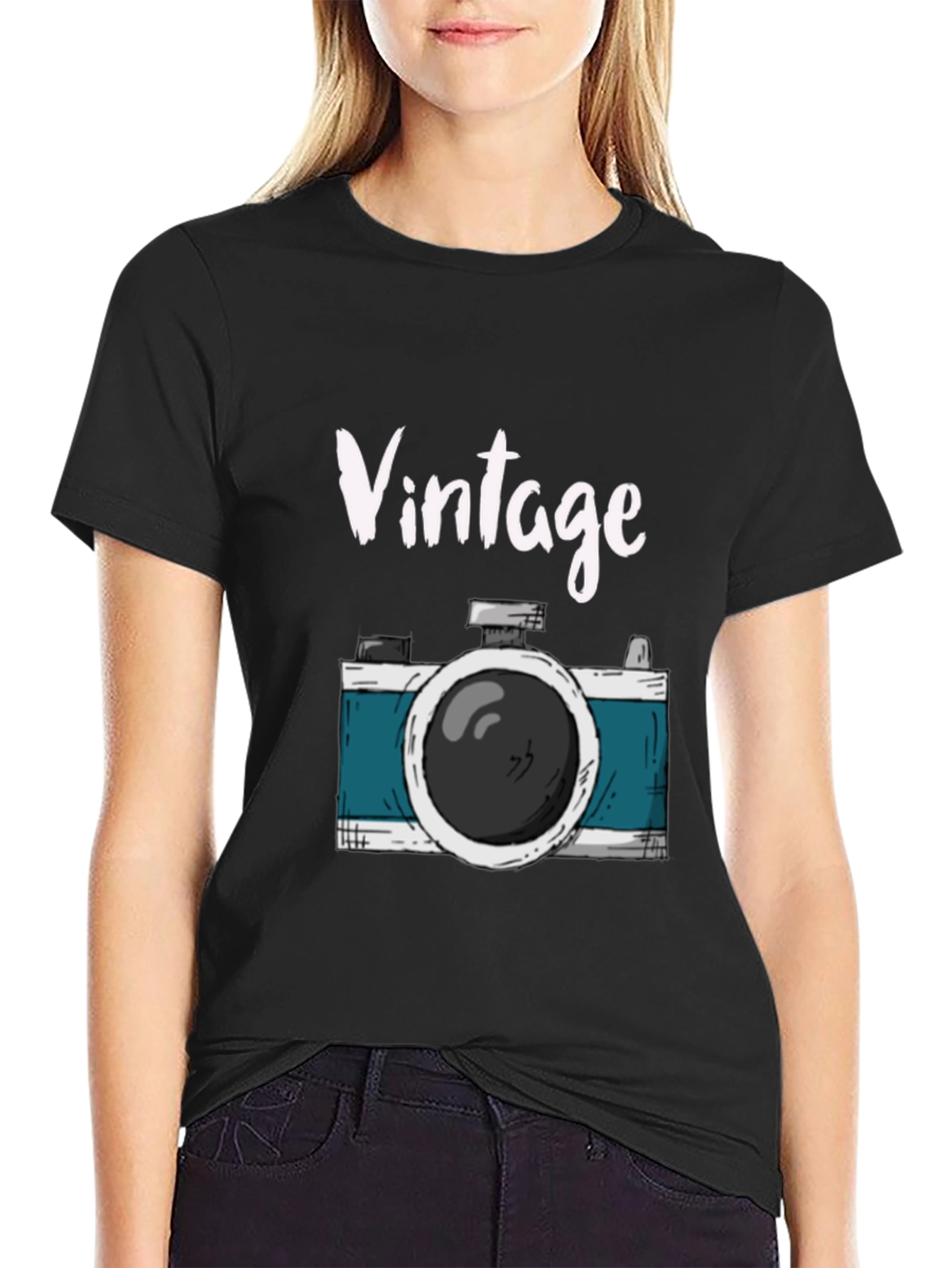 Black Vintage Camera Graphic Tee view 2