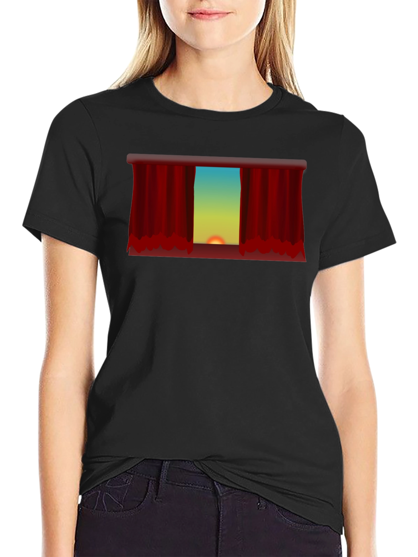 Black Sunset Theater Curtain Graphic Tee - Unisex view 2