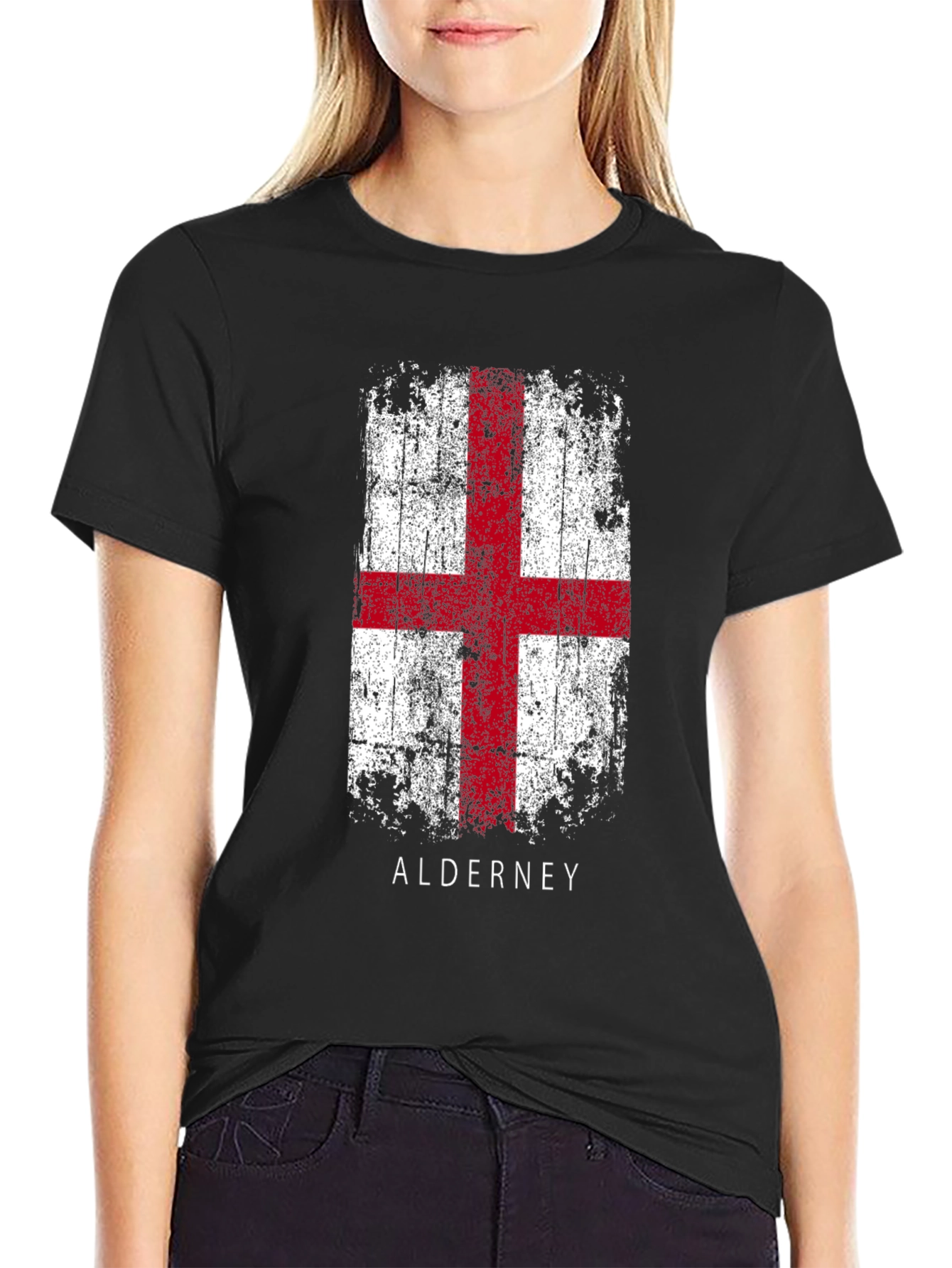 Black Alderney Flag T-Shirt view 2