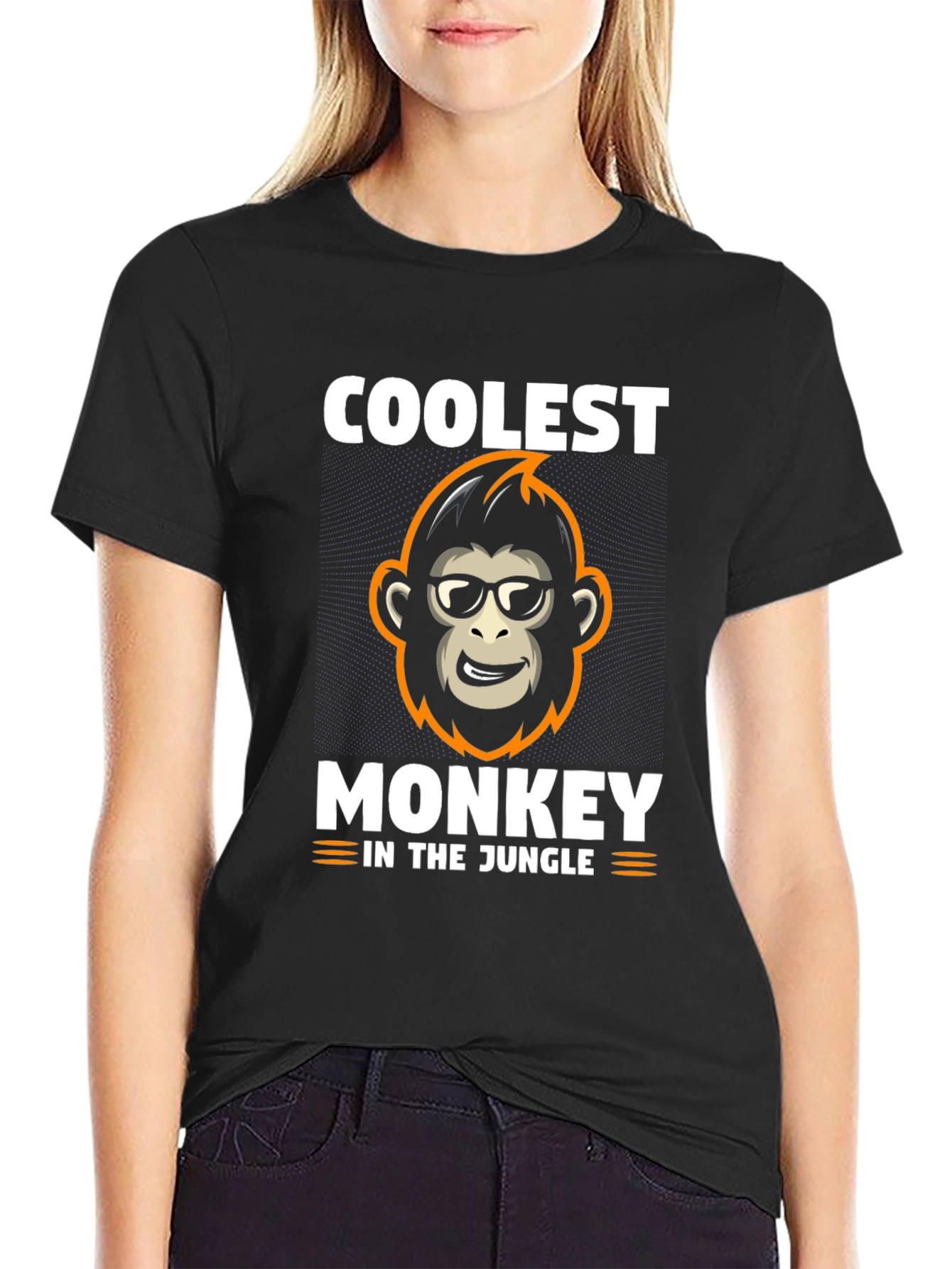 Black Coolest Monkey in the Jungle Black T-Shirt view 2