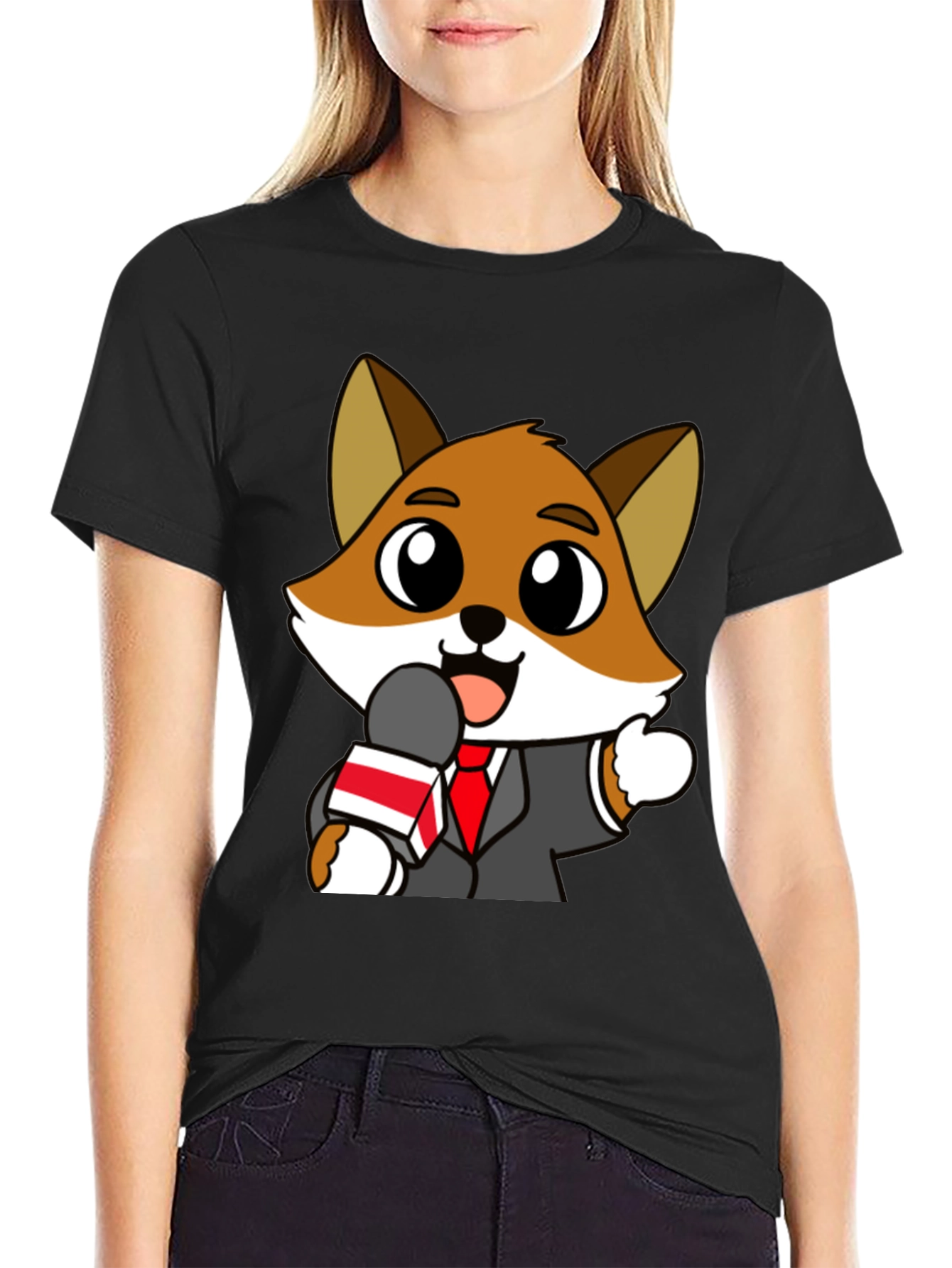 Black Fox News Reporter Graphic Tee view 2