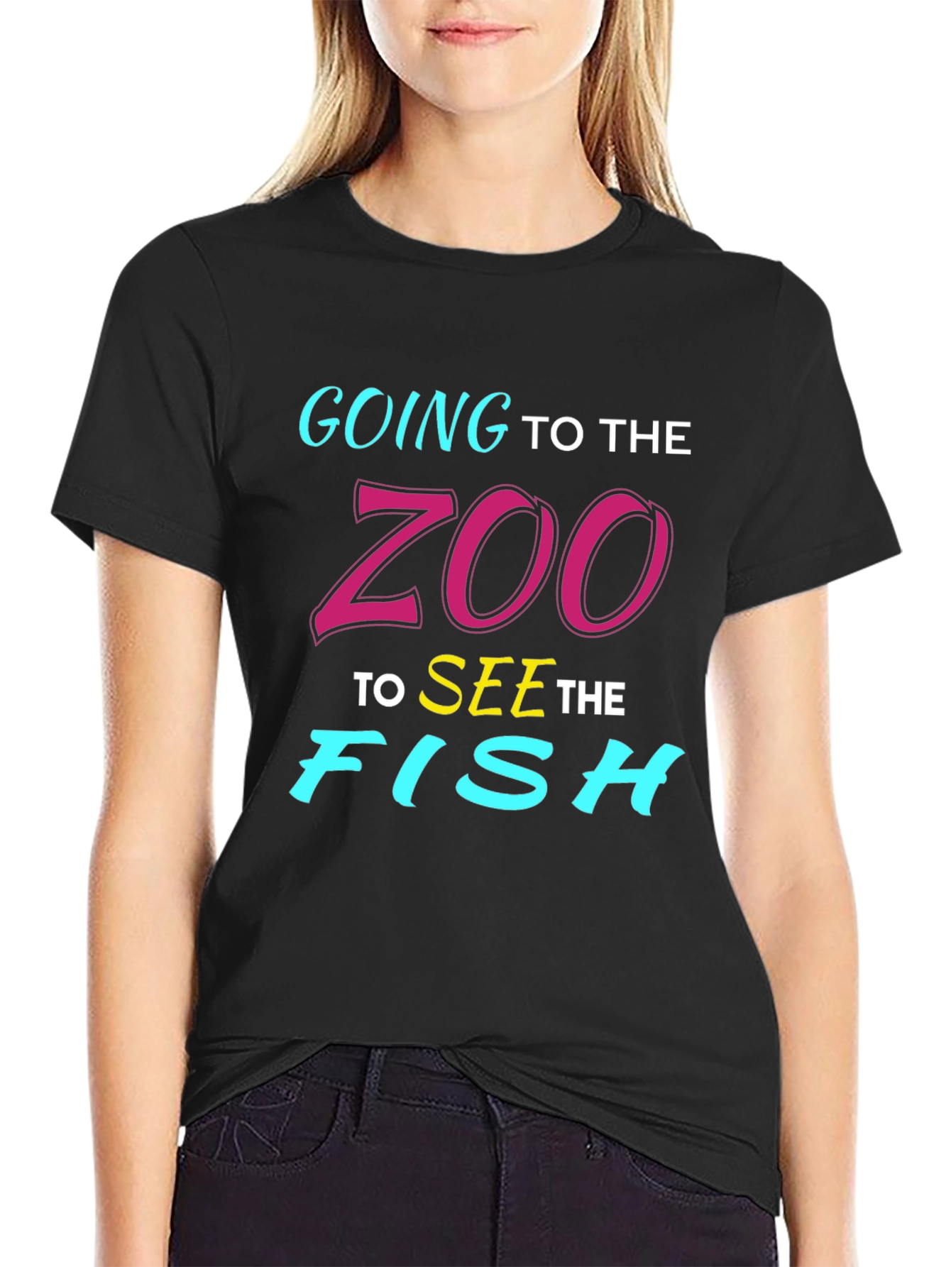 Black Zoo Trip T-Shirt: Going to See the Fish! view 2