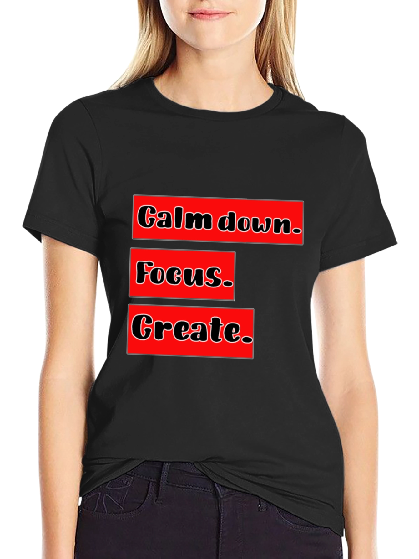 Black Calm Focus Create Graphic T-Shirt - Motivational Design view 2