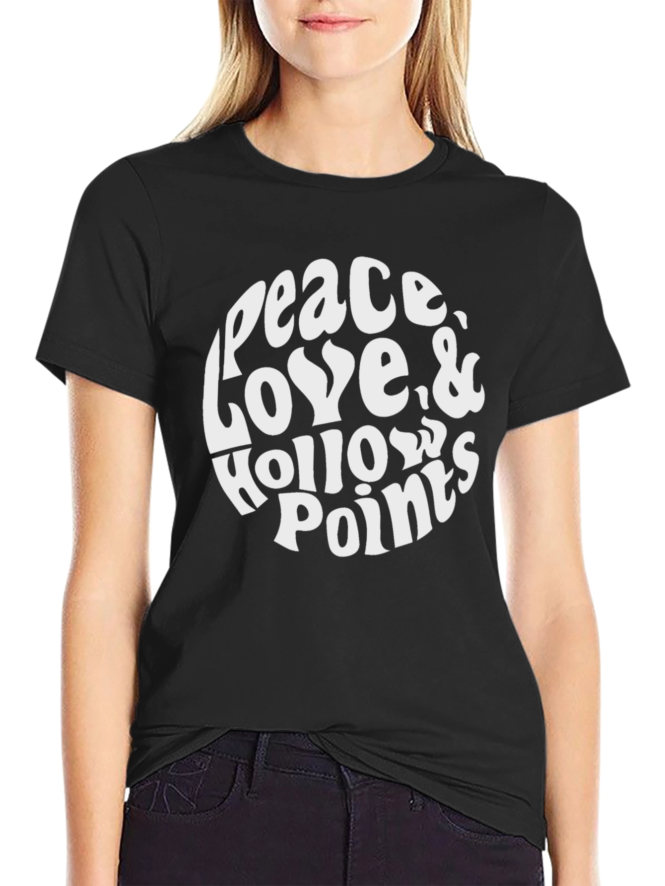 Black Peace Love & Hollow Points Graphic Tee view 2