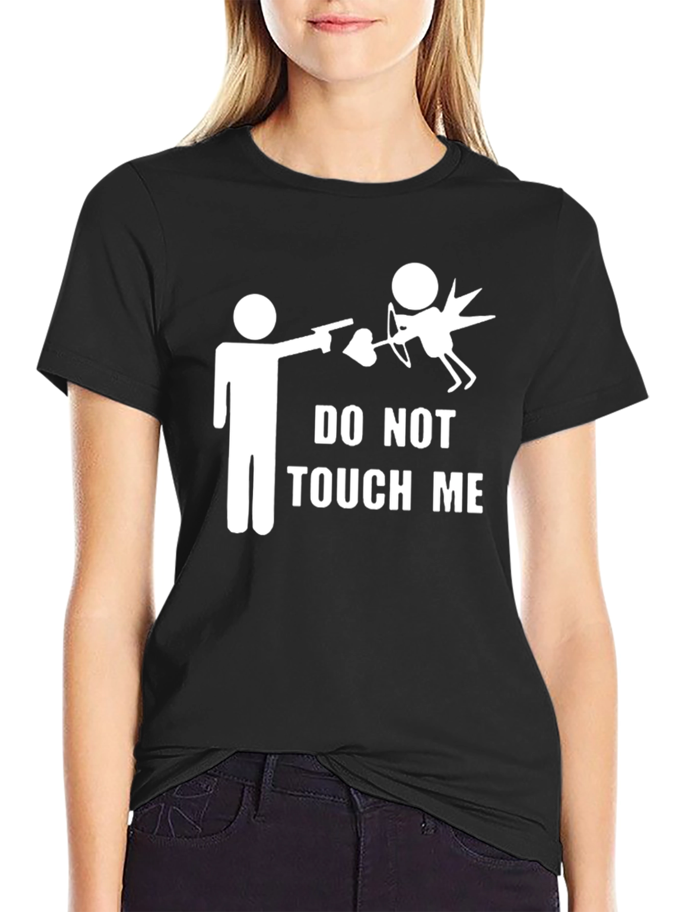 Black Do Not Touch Me Graphic Tee - Anti-Valentine's Humor view 2