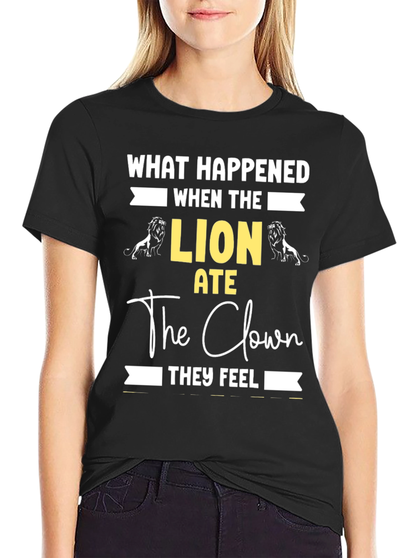 Black Lion Ate Clown Graphic Tee - Funny Statement T-Shirt view 2