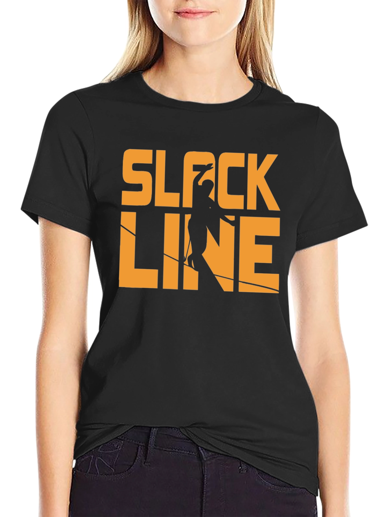 Black Slackline T-Shirt: Balance & Style view 2