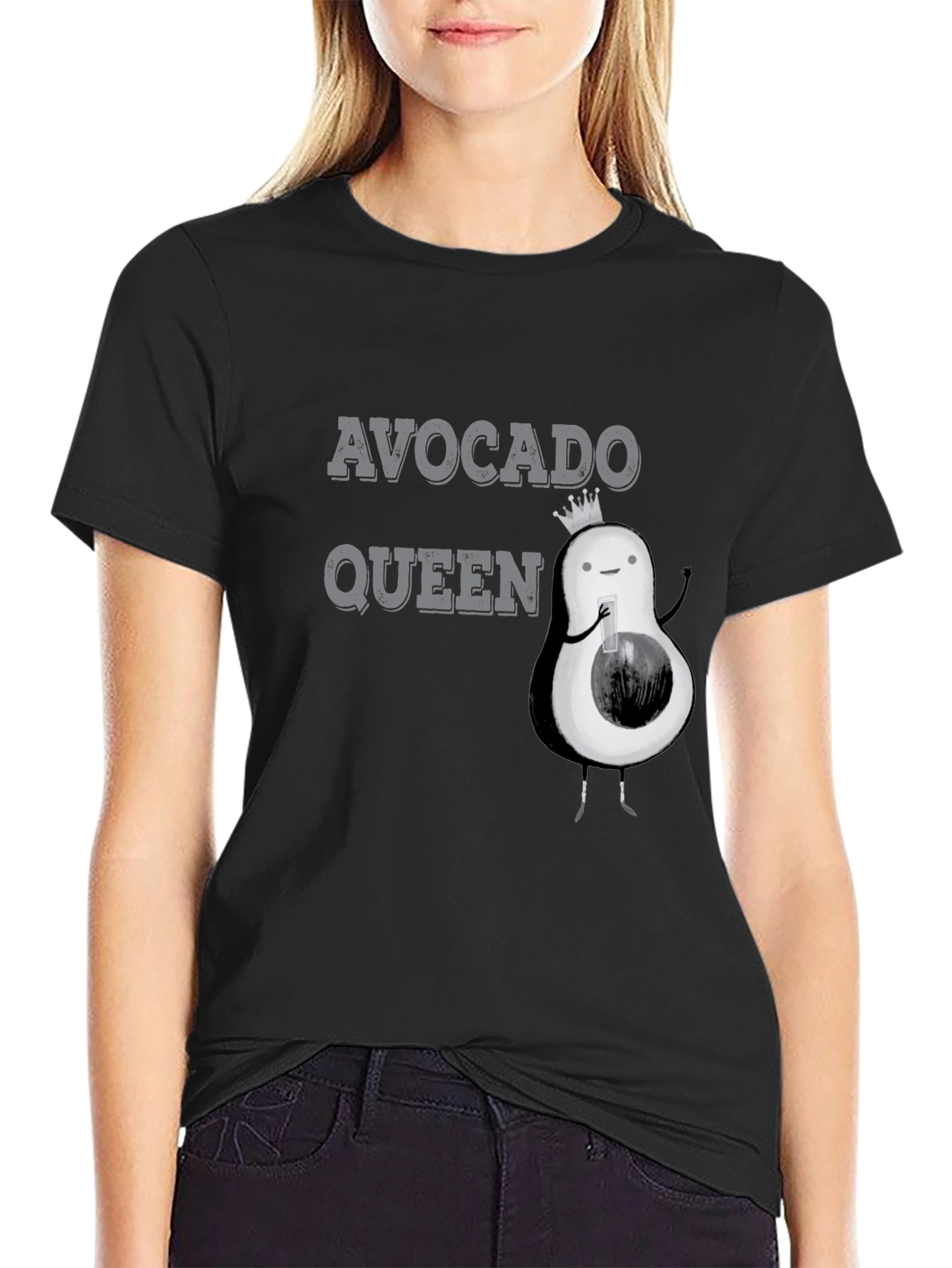 Black Avocado Queen Black Graphic T-Shirt view 2