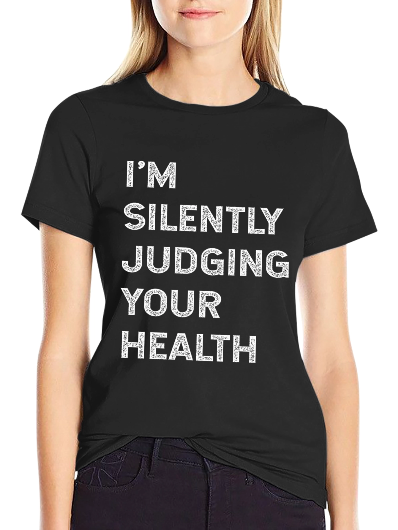 Black Silently Judging Health Graphic Tee view 2