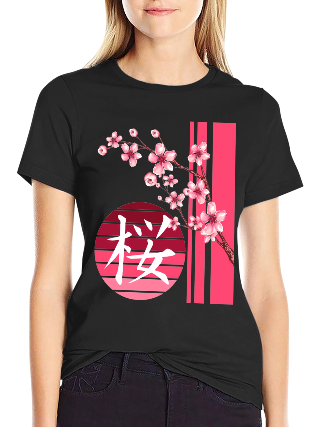 Black Sakura Blossom Graphic Tee view 2