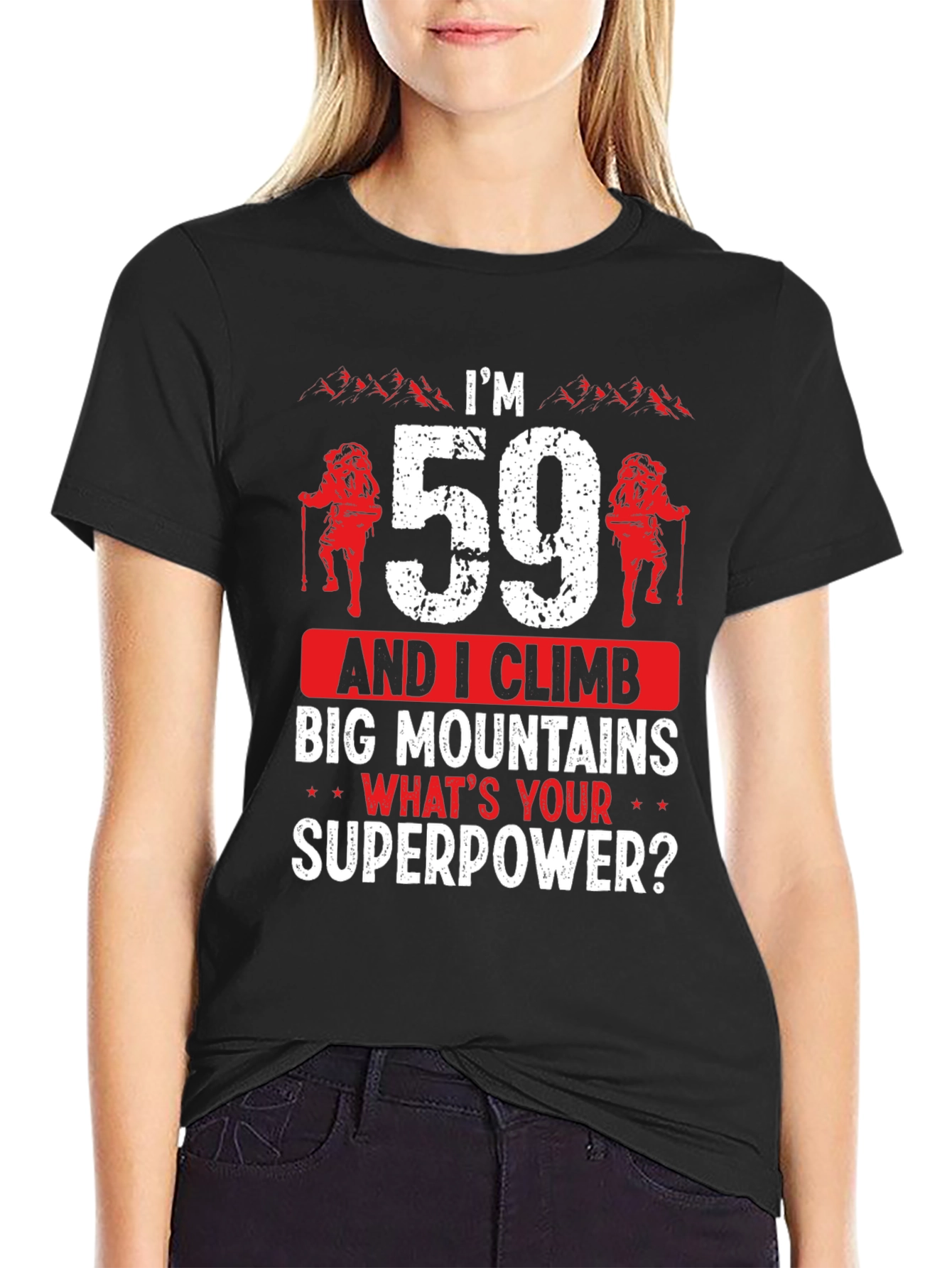 Black I'm 59 and I Climb T-Shirt view 2