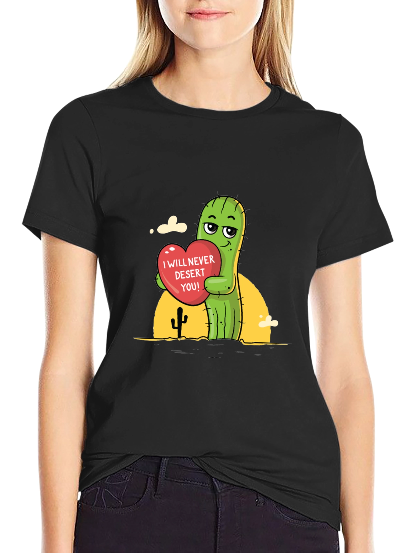 Black Cactus Love T-Shirt - 'I Will Never Desert You!' view 2