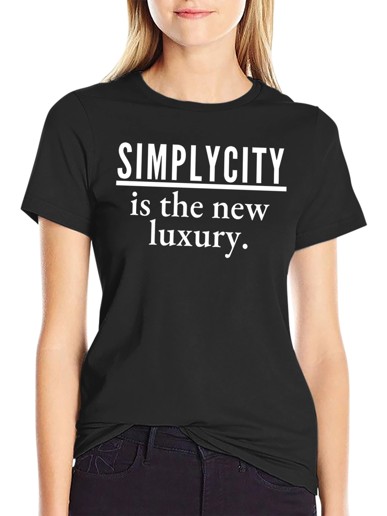 Black Simplicity is Luxury T-Shirt - Stylish Minimalist Tee view 2
