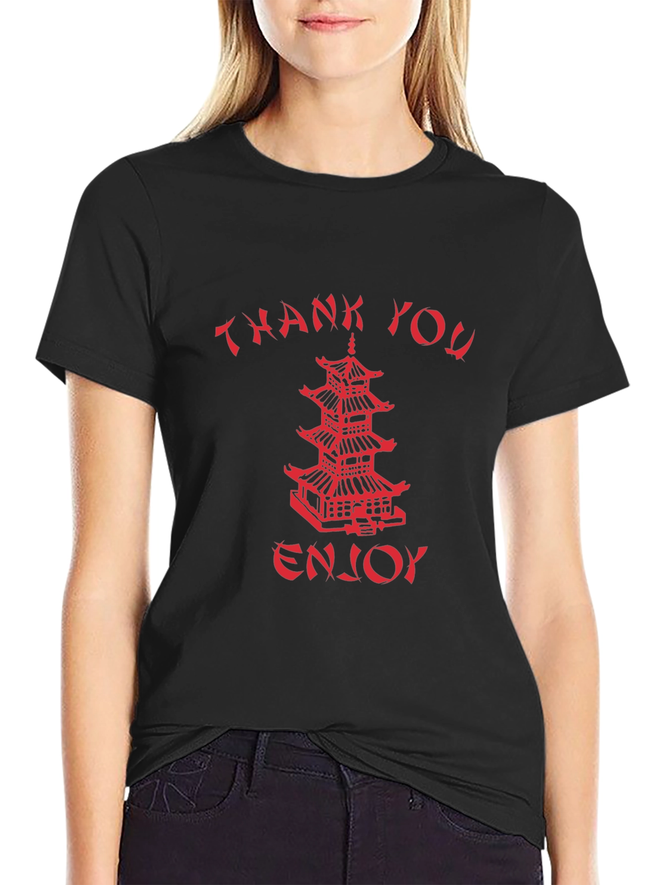 Black Thank You Enjoy Graphic Tee view 2