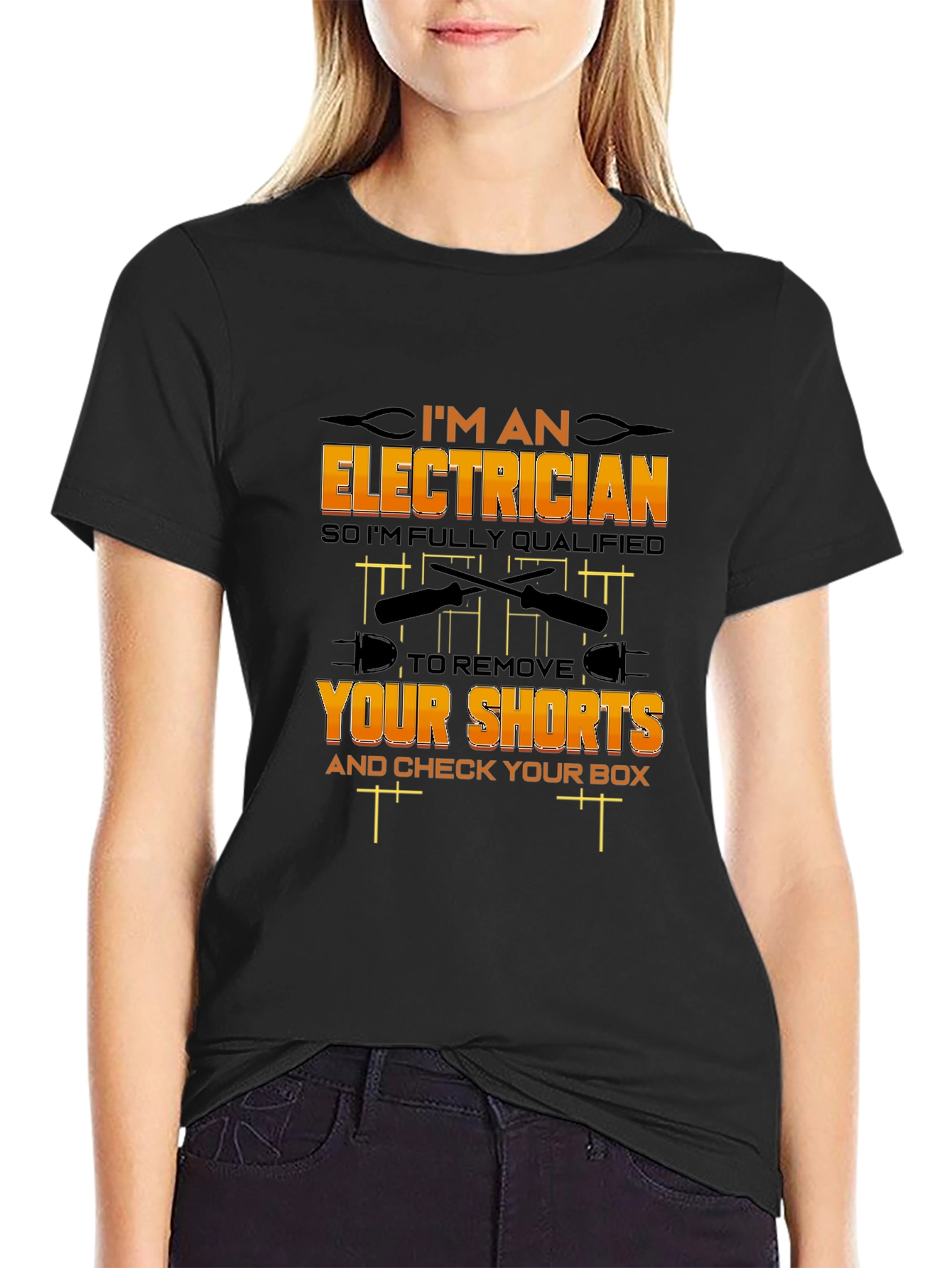 Black Electrician Humor Graphic T-Shirt view 2