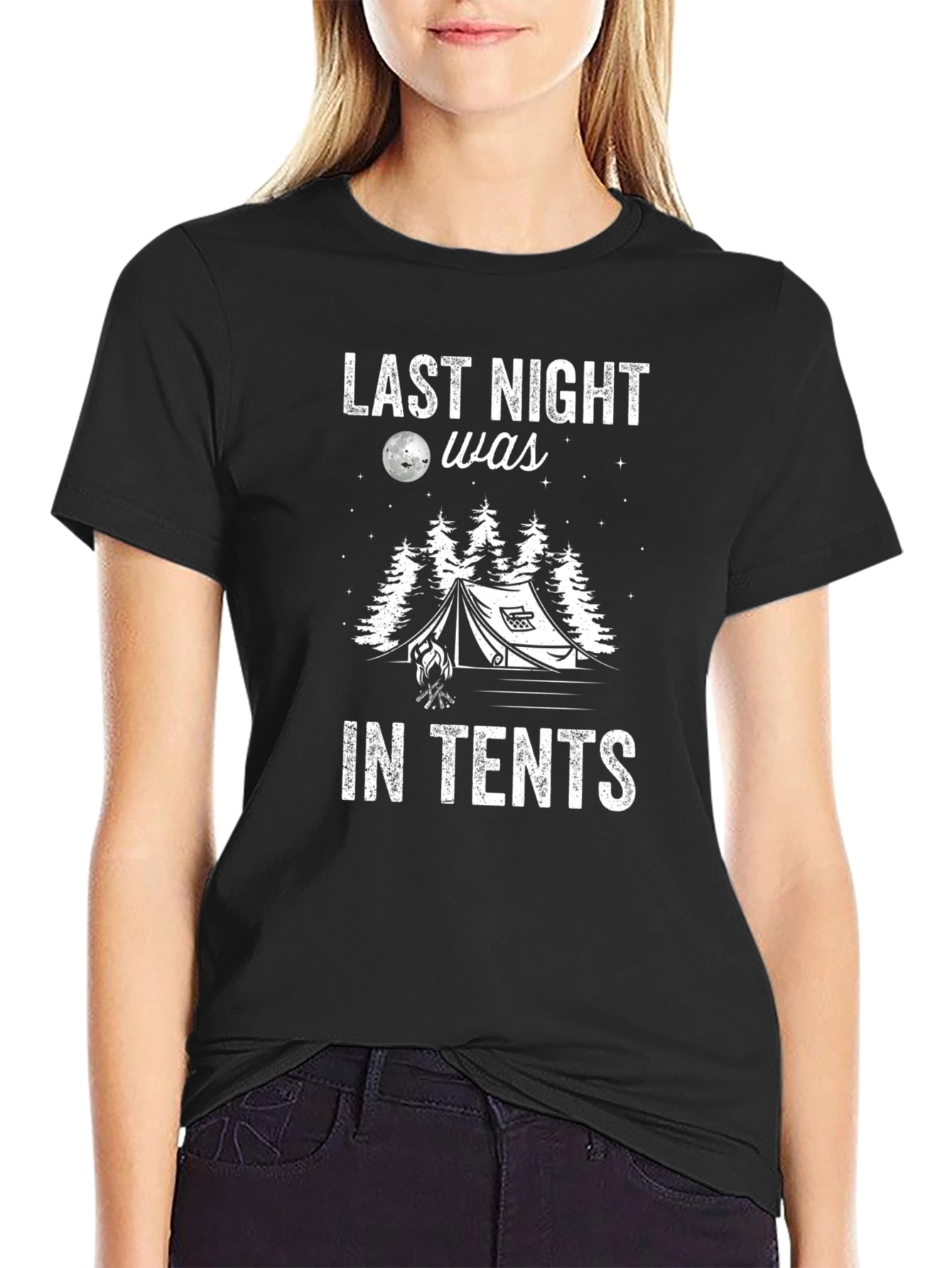 Black Last Night In Tents Graphic Tee view 2