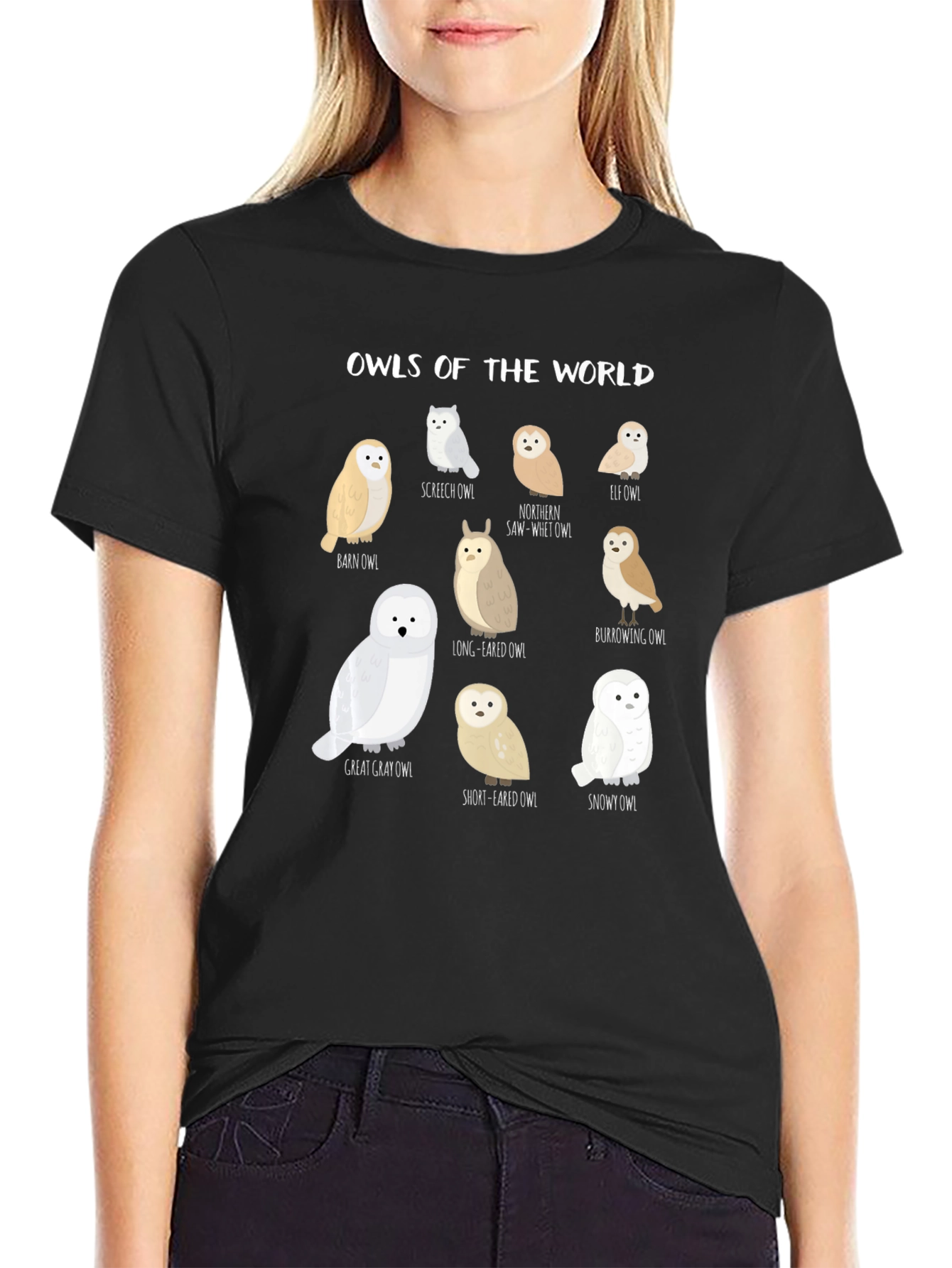 Black Owls of the World Graphic Tee view 2