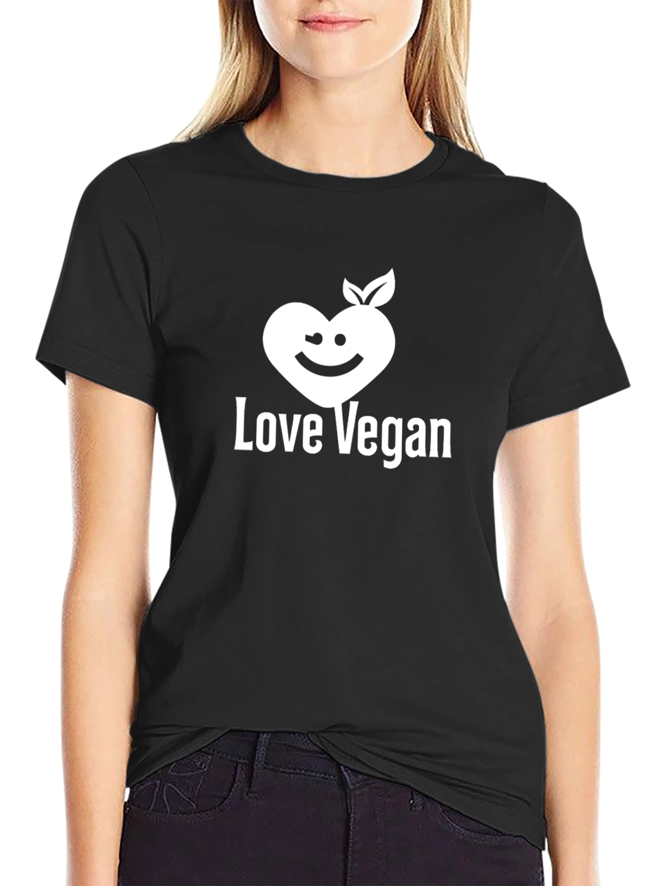 Black Love Vegan Graphic Tee - Black Cotton Blend view 2