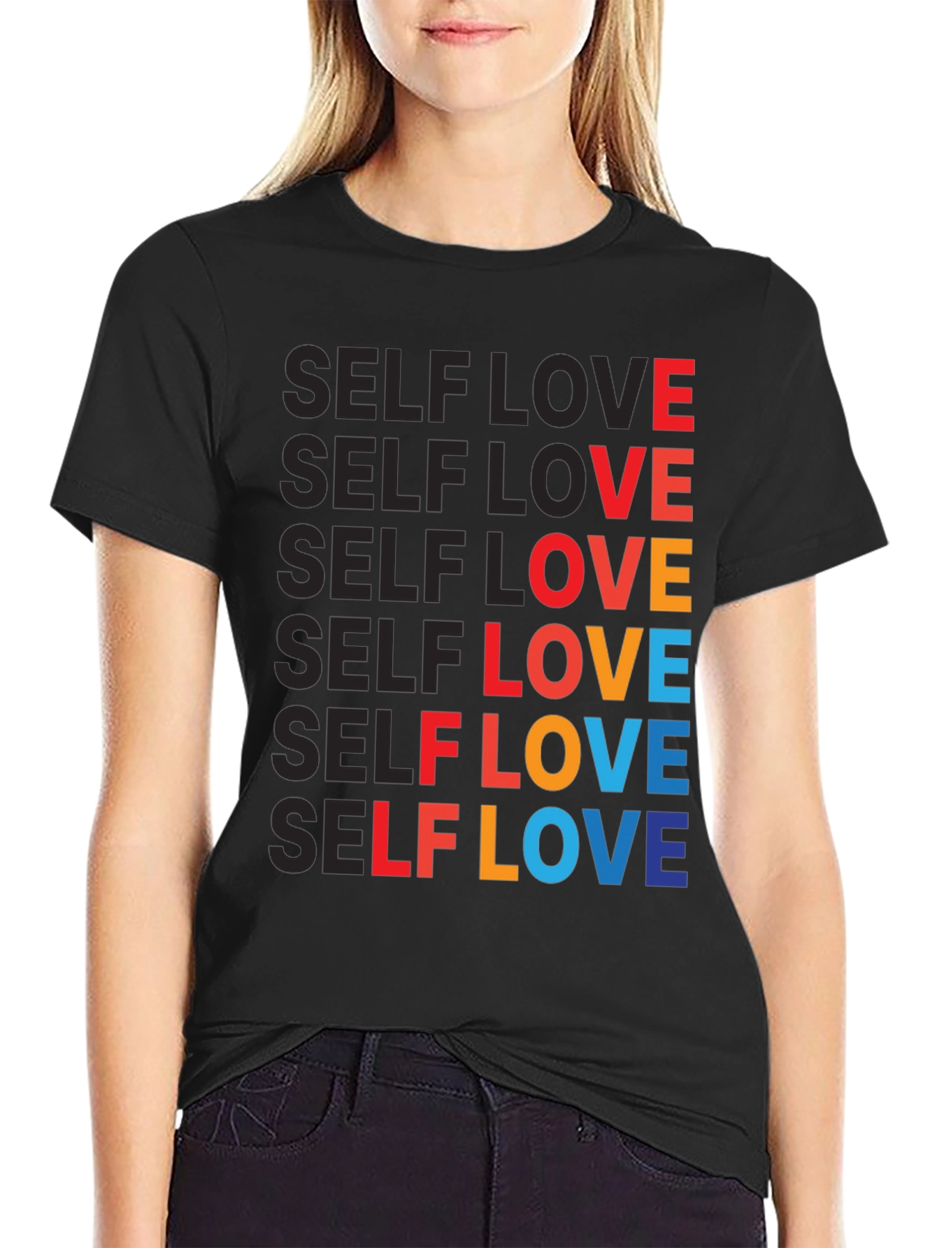 Black Self Love Graphic Tee - Bold & Colorful view 2