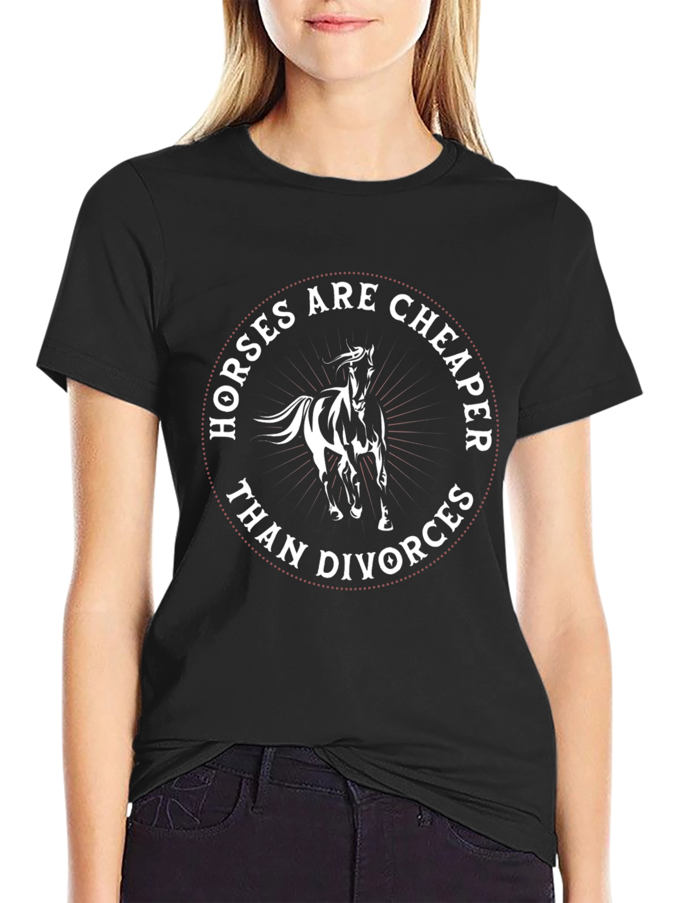 Black Horses Are Cheaper Than Divorces T-Shirt view 2