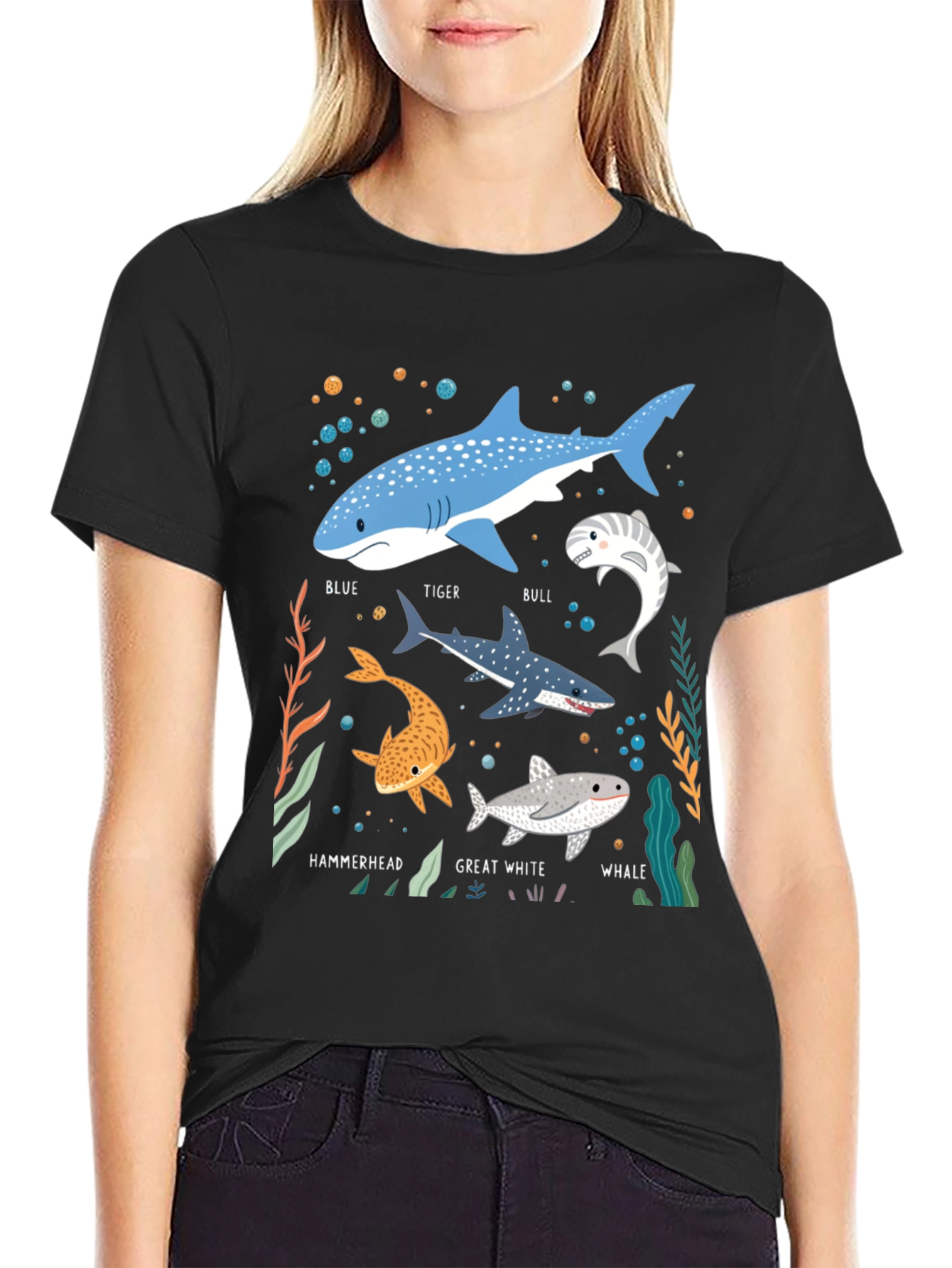 Black Shark Species Graphic Tee - Ocean Lover's T-Shirt view 2