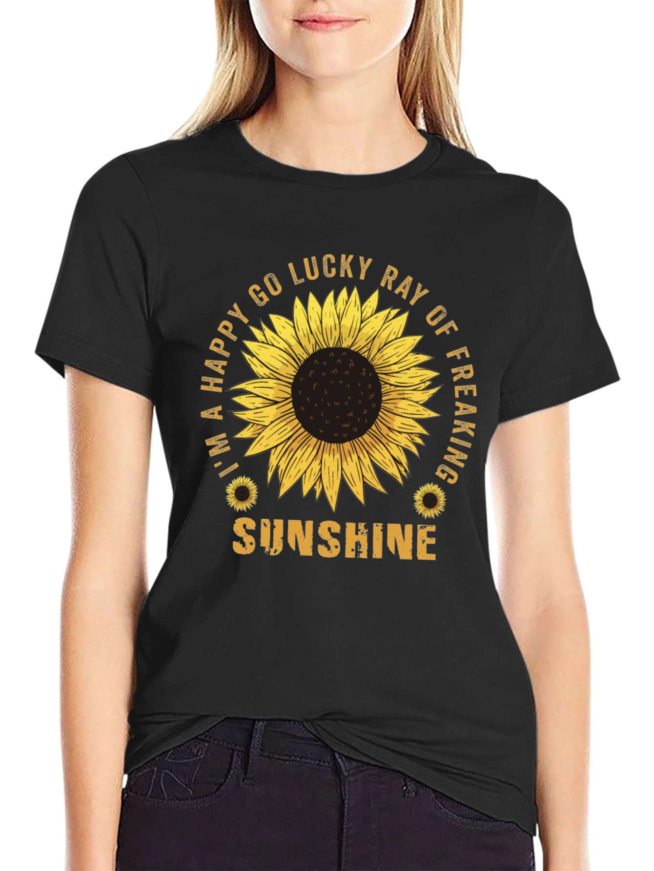 Black Sunflower Graphic Tee - Lucky Ray of Sunshine view 2