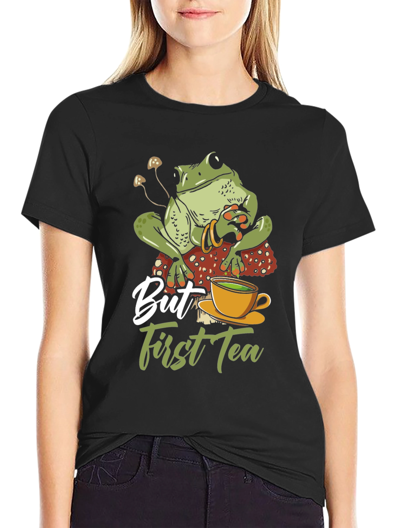 Black Frog Tea T-Shirt - But First Tea view 2