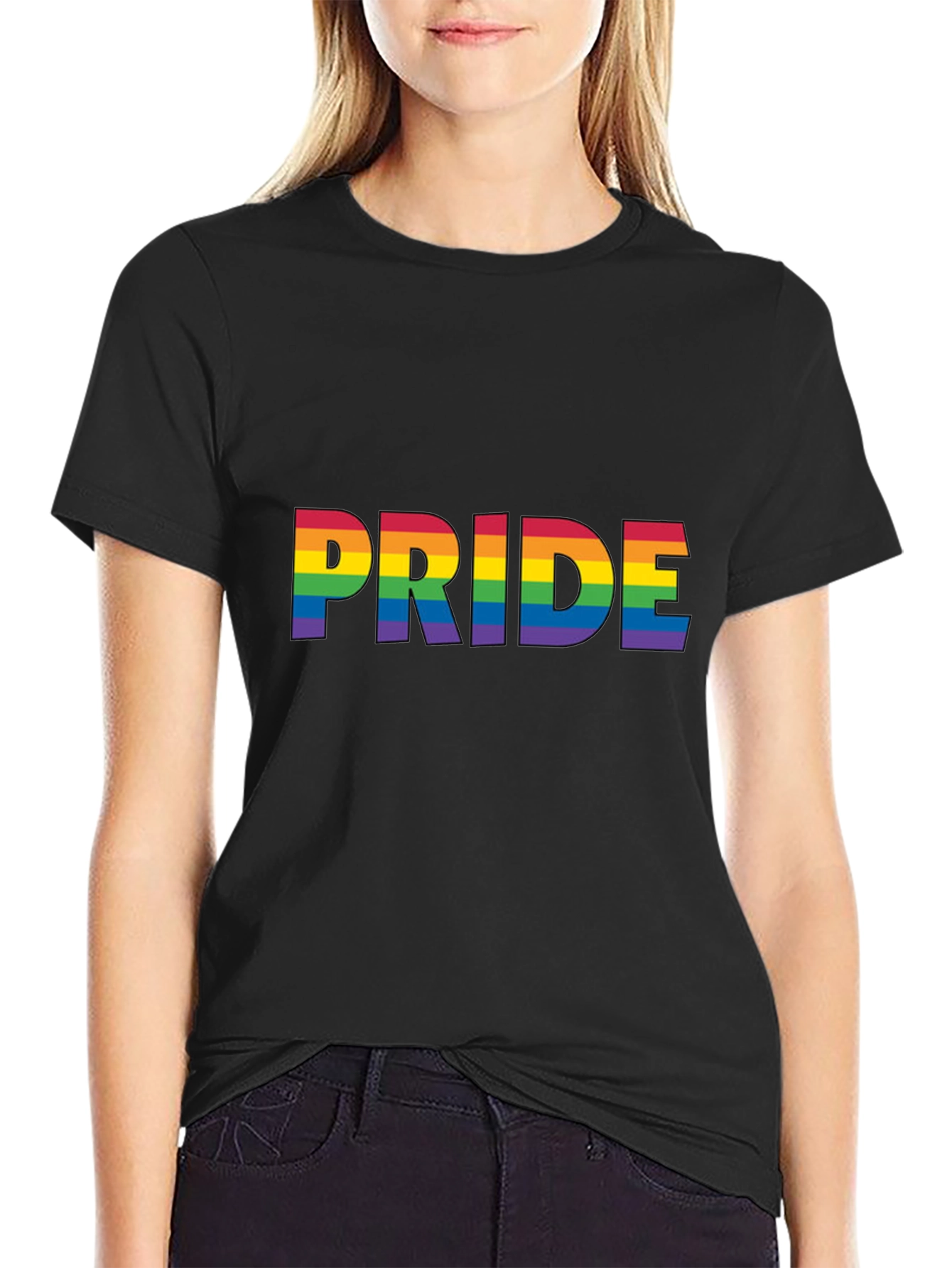 Pride Rainbow Graphic Tee - Black Cotton Comfort - 2