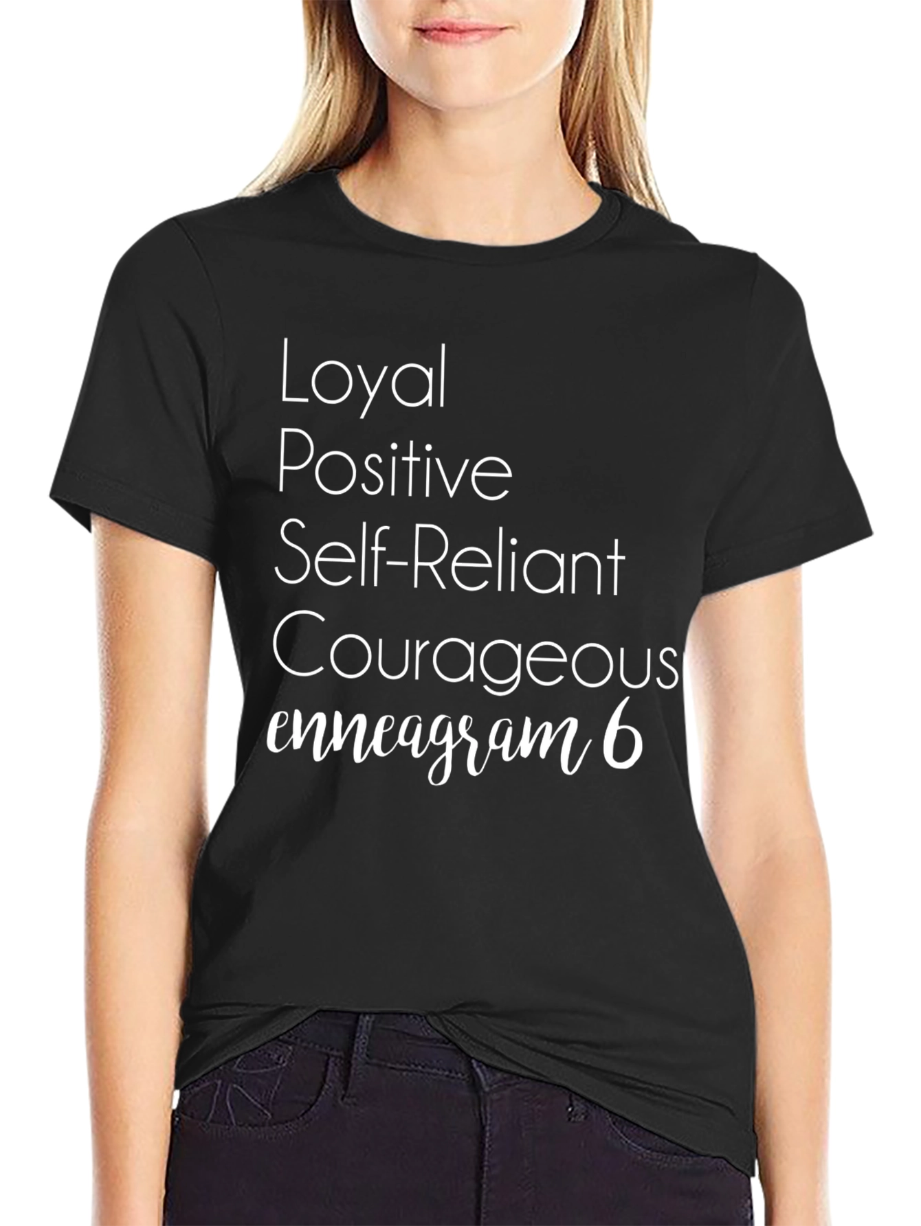 Black Enneagram 6 T-Shirt Loyal Positive Self-Reliant view 2