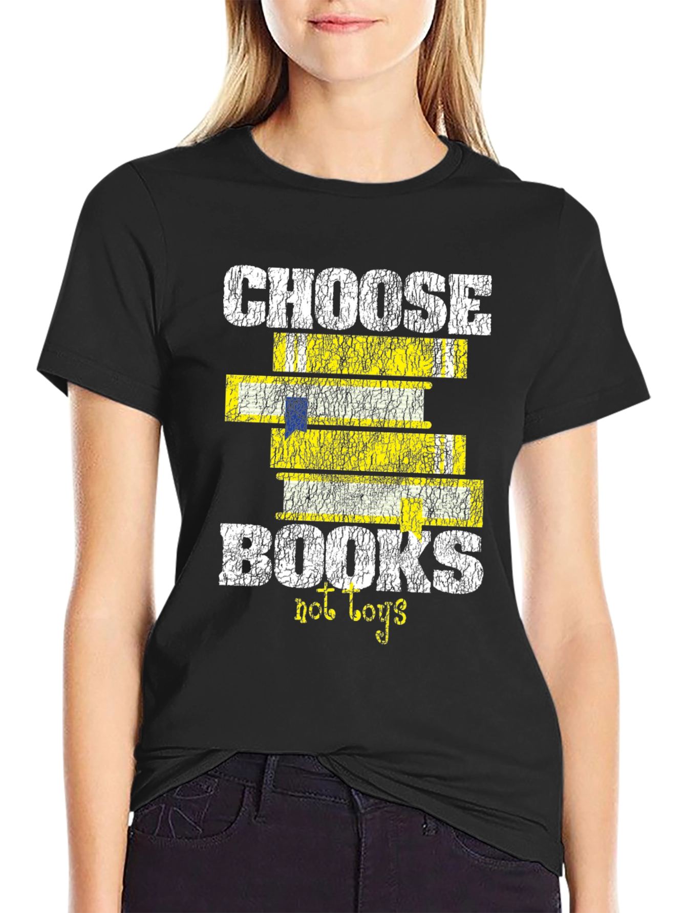Black Choose Books Not Boys Graphic Tee view 2
