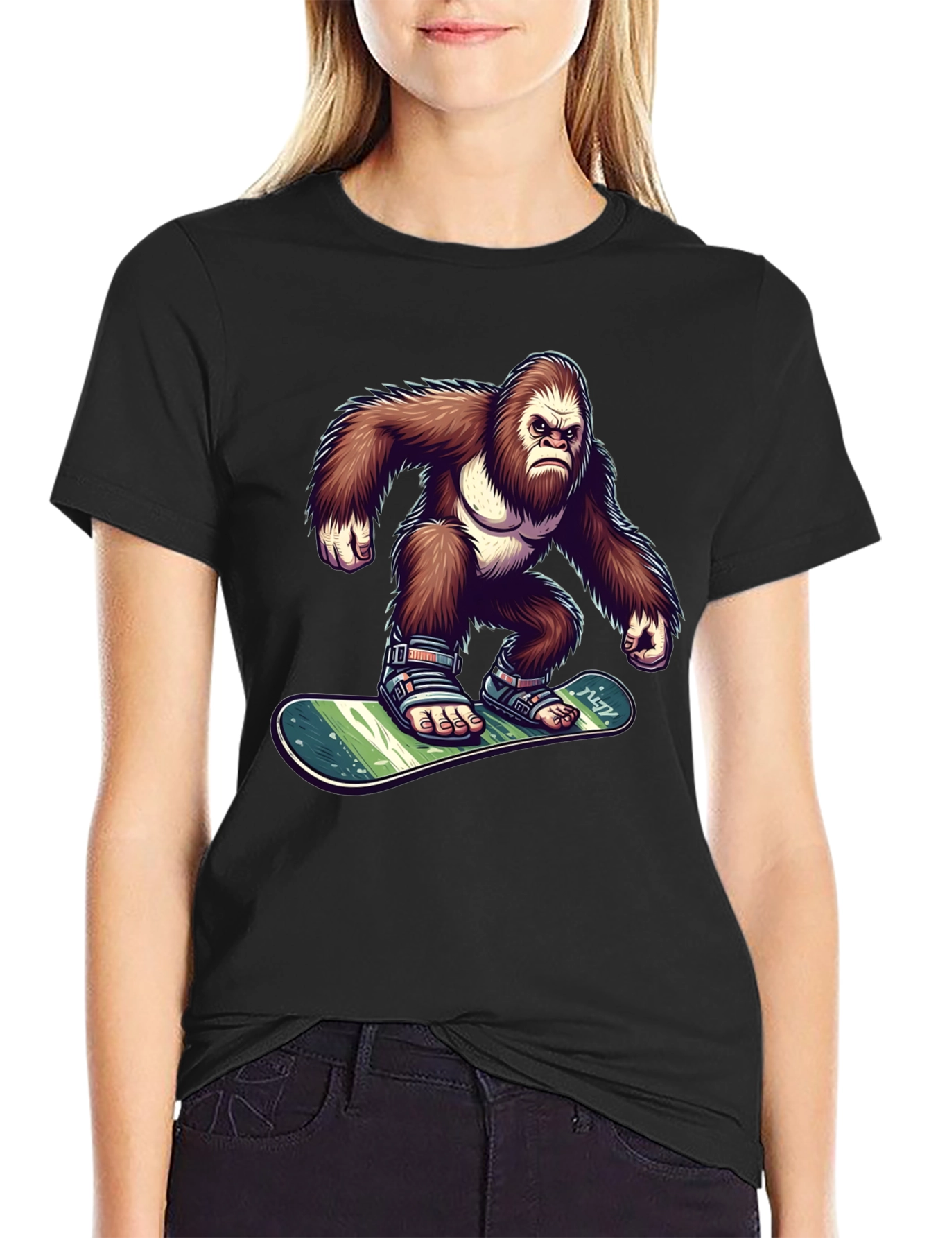 Black Gorilla Snowboarder Graphic Tee view 2