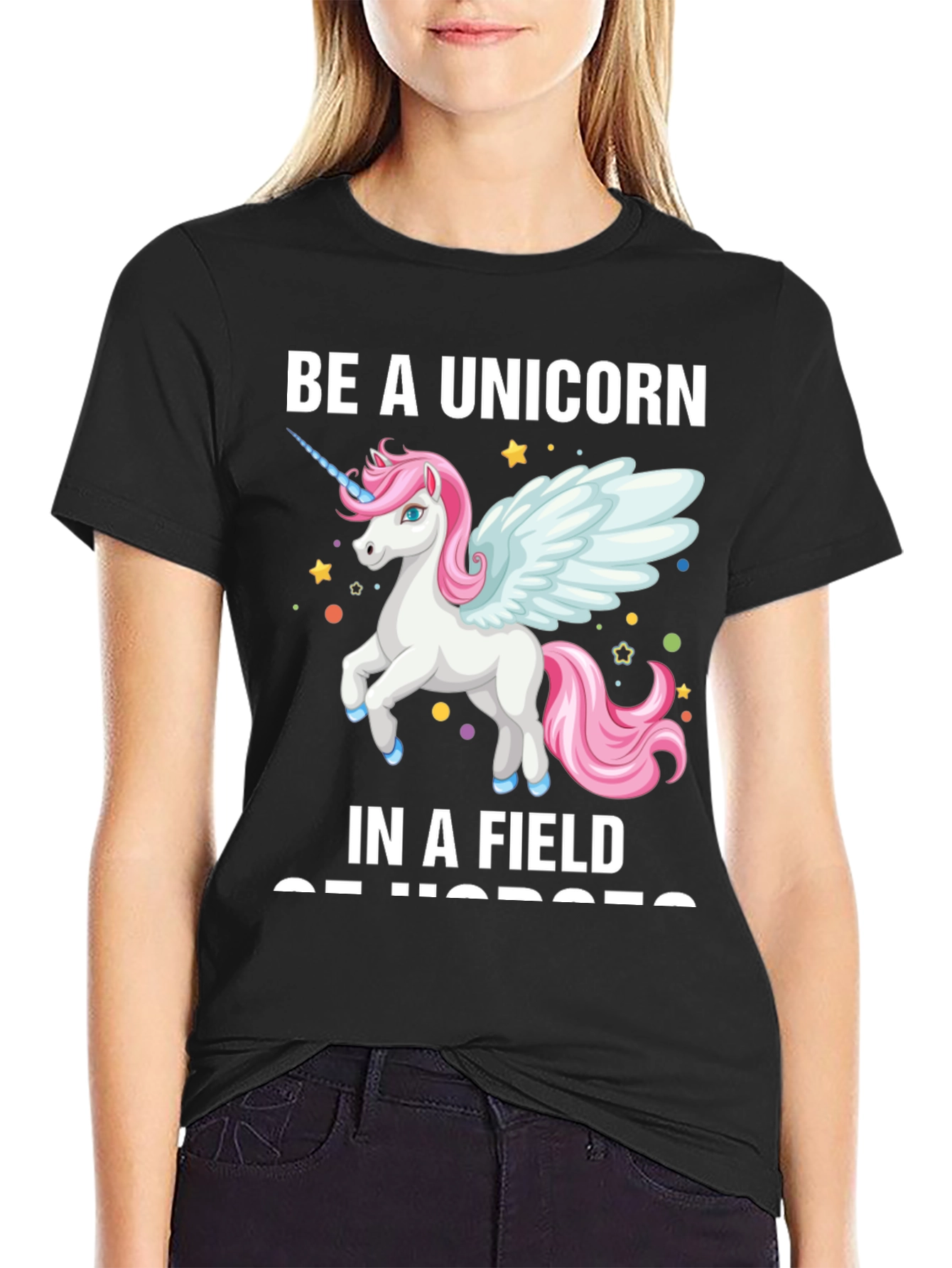 Black Be a Unicorn T-Shirt view 2