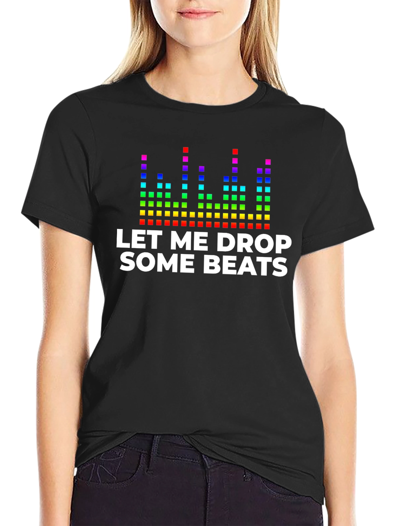 Black Let Me Drop Some Beats T-Shirt - DJ Music Tee view 2