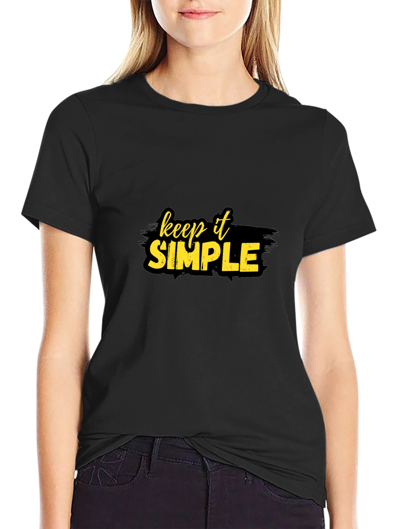 Black Keep It Simple Graphic T-Shirt view 2