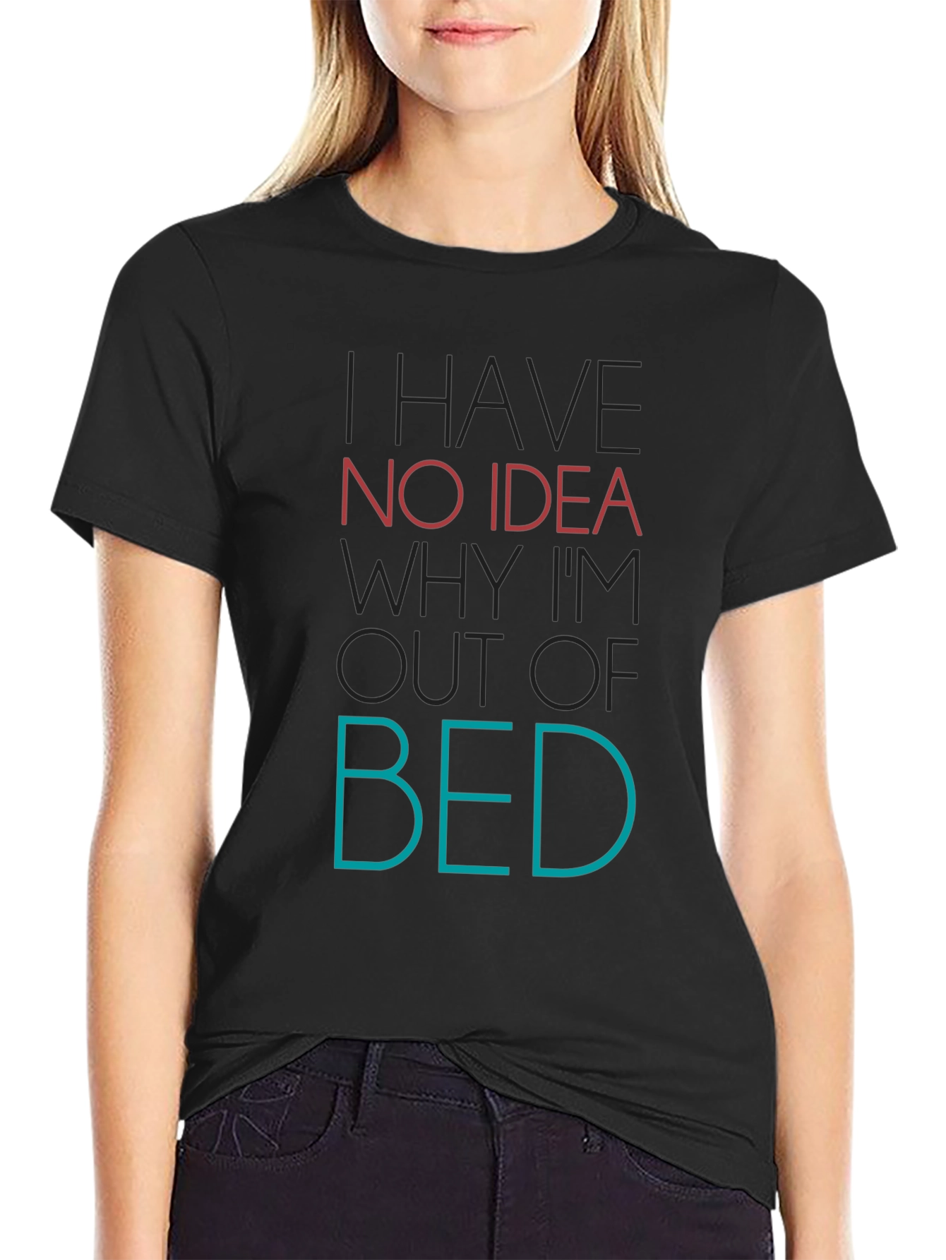 Black Humorous "No Idea" Graphic Tee - Casual Wear view 2