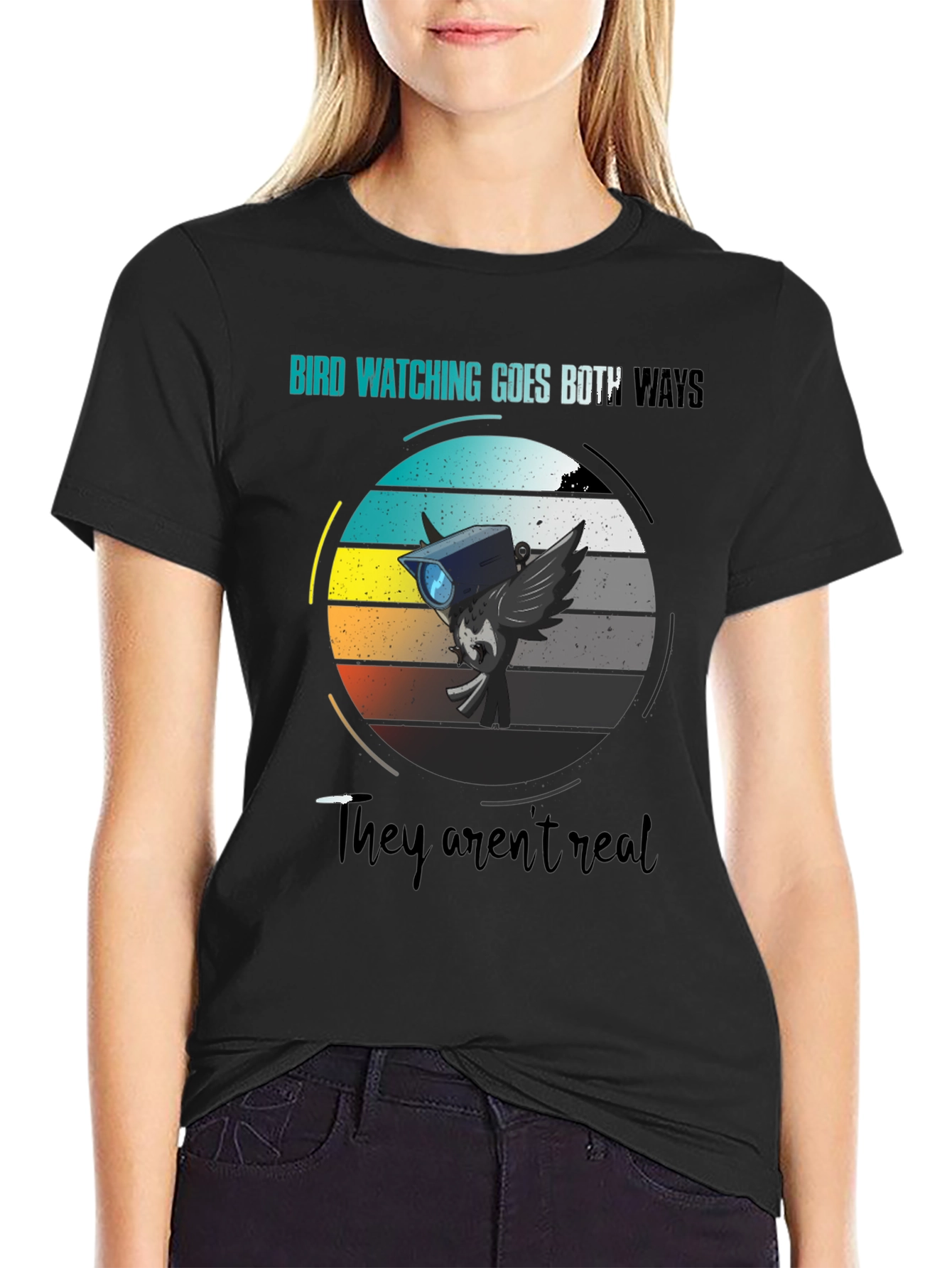 Black Bird Watching Goes Both Ways Graphic Tee view 2