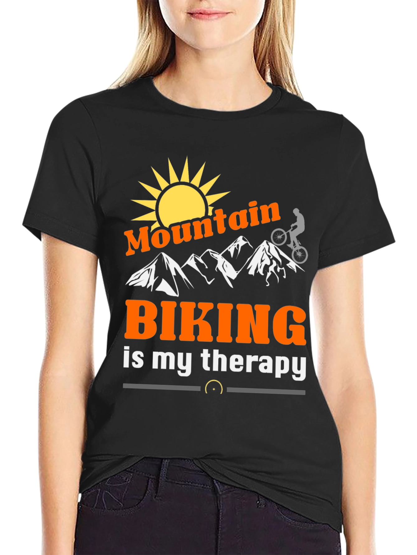 Black Mountain Biking Therapy T-Shirt view 2