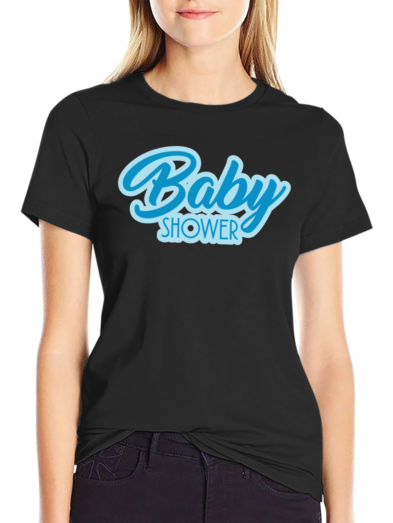 Black Baby Shower Crew T-Shirt - Celebration Tee view 2