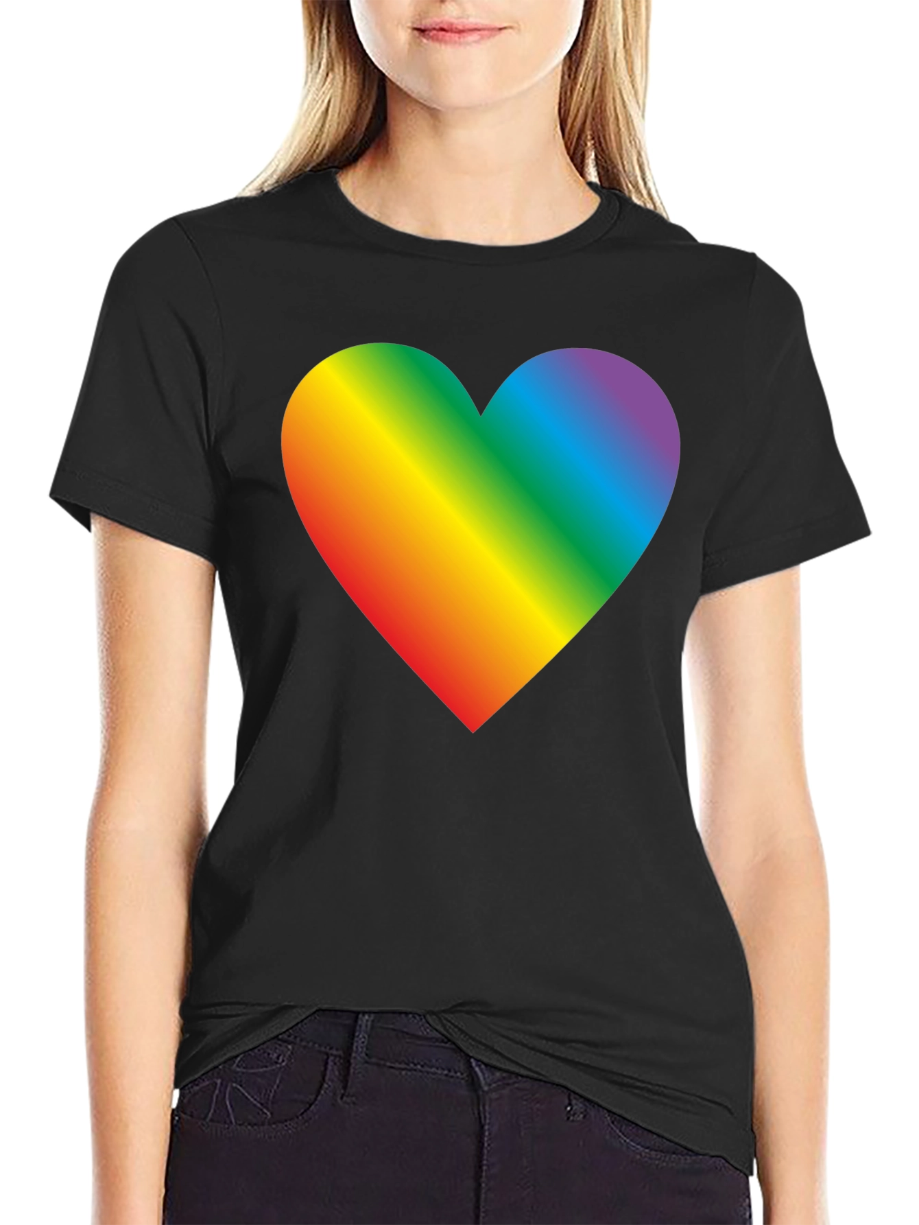 Black Rainbow Heart Graphic Tee - Pride & Love view 2