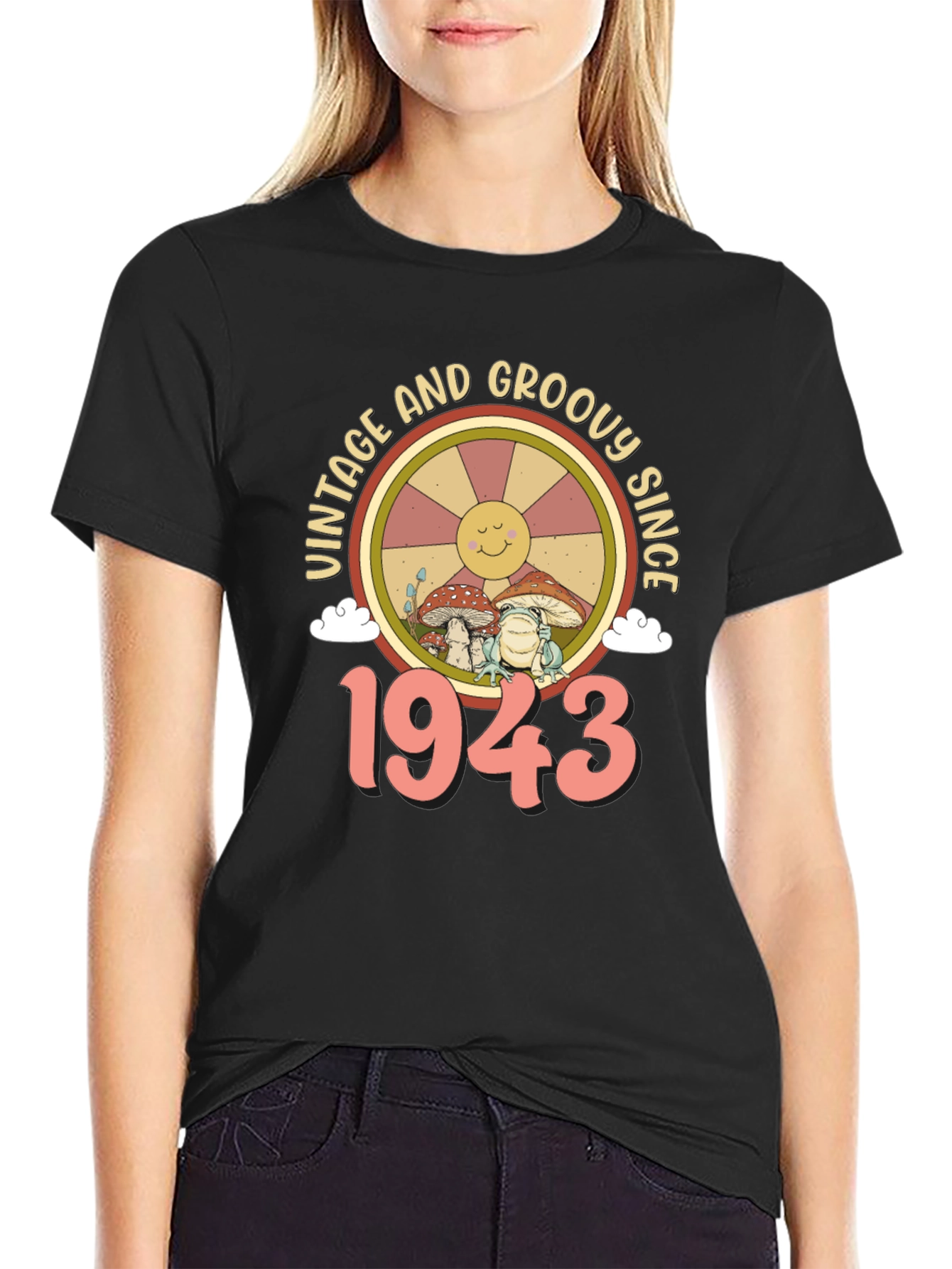 Black Vintage Groovy Since 1943 Graphic T-Shirt view 2