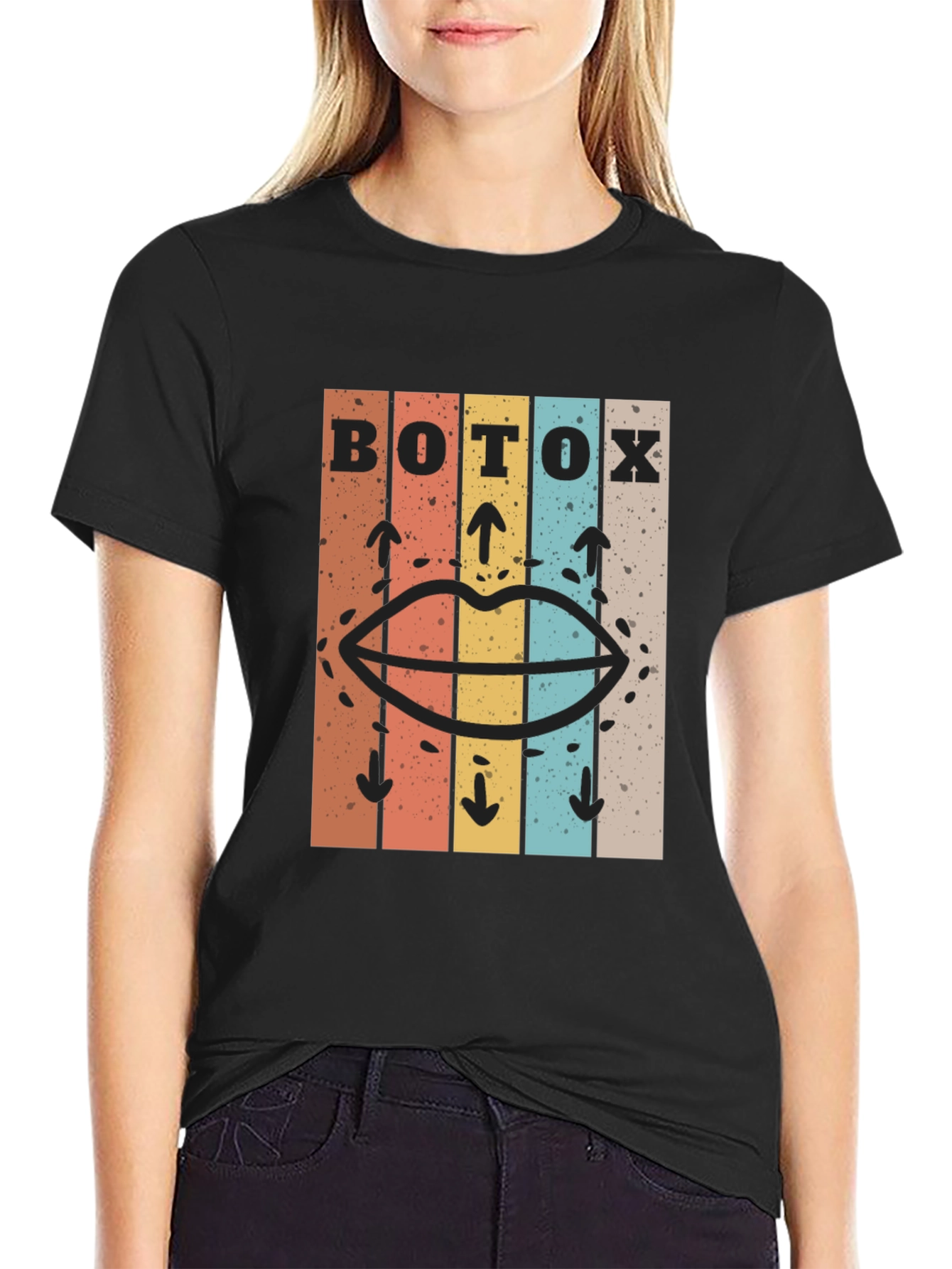 Black Retro Botox Graphic Tee - Unisex Cotton T-Shirt view 2