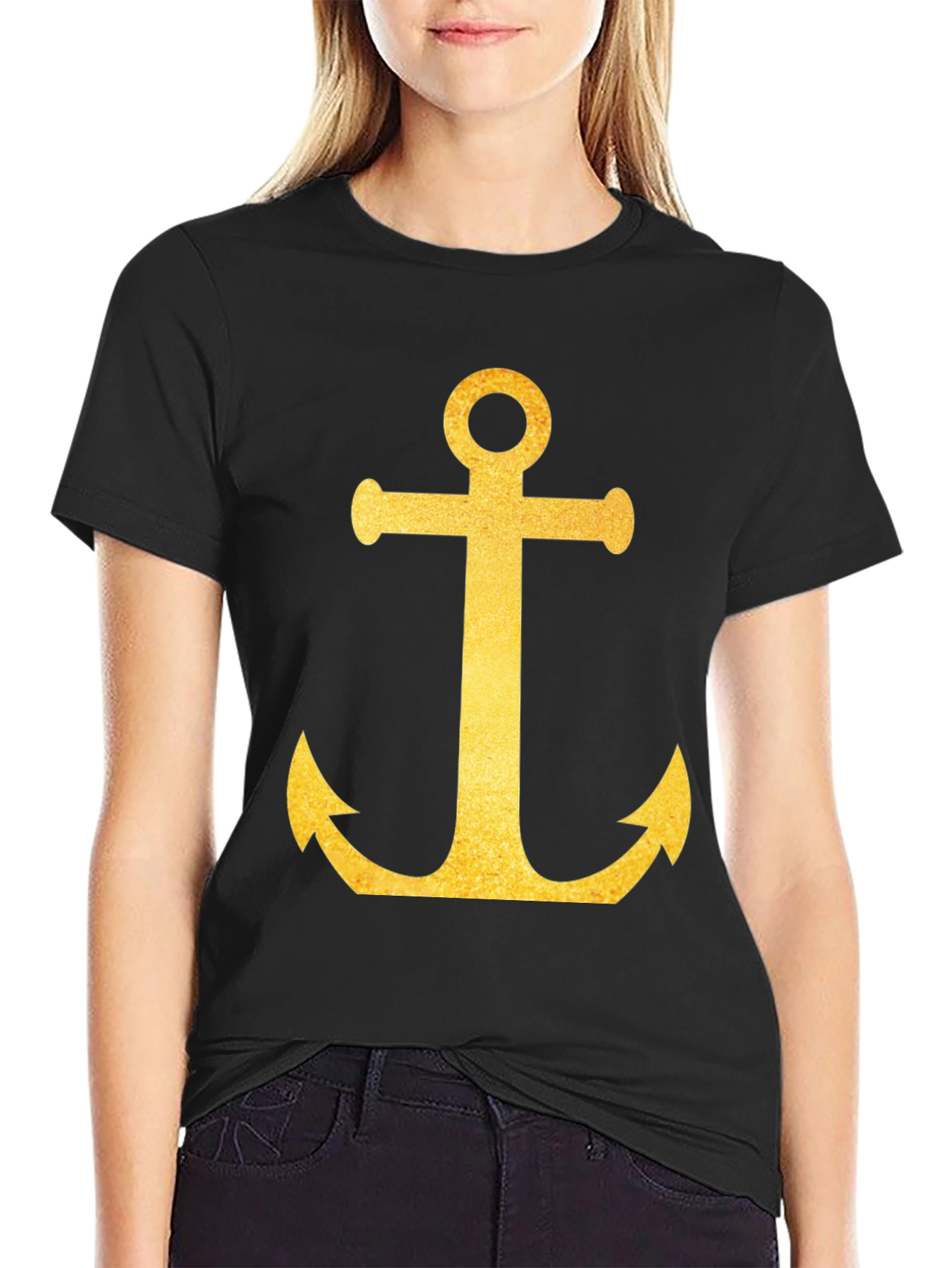 Black Golden Anchor Black T-Shirt view 2