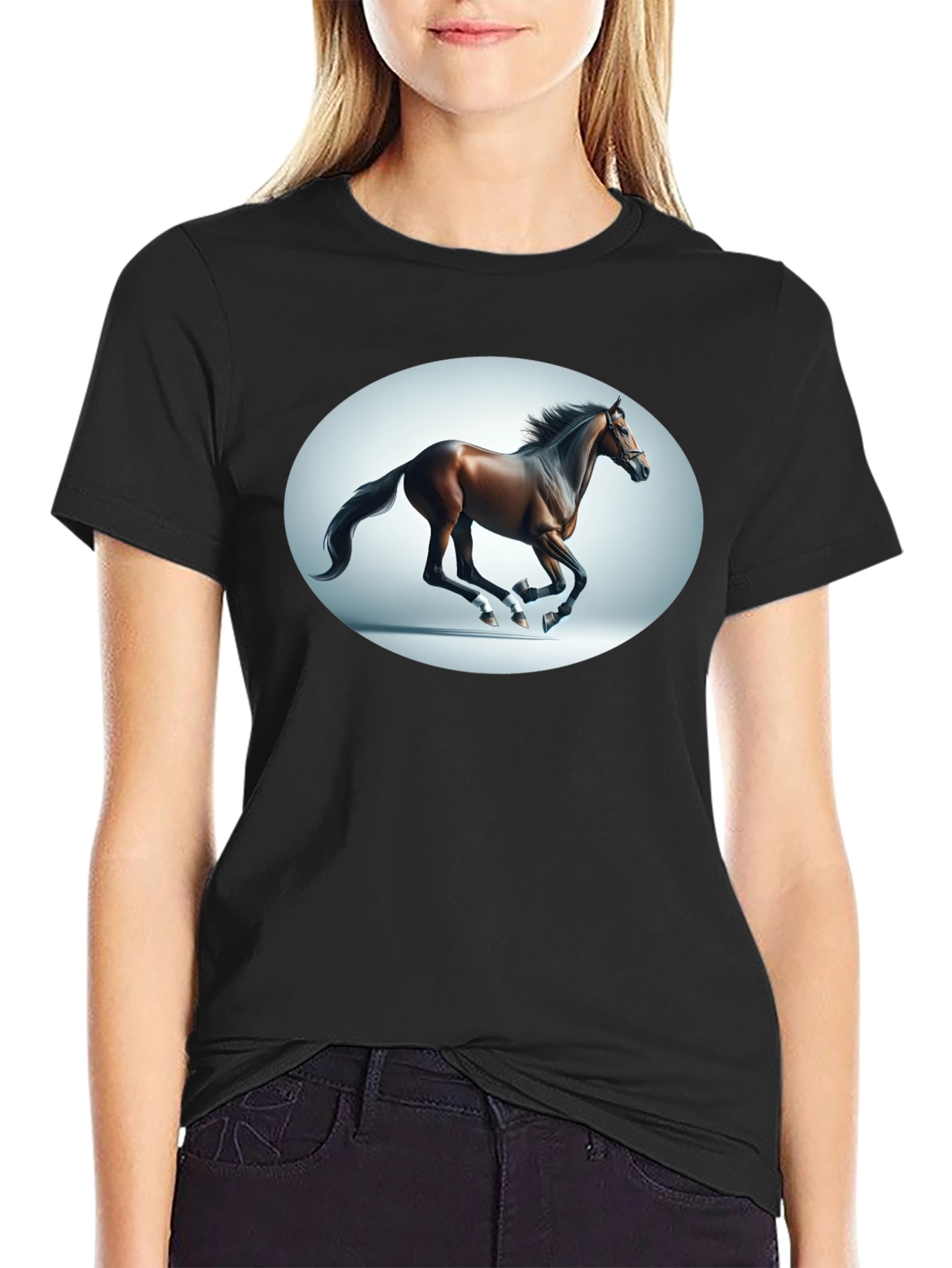 Black Galloping Horse Graphic Tee - Black view 2