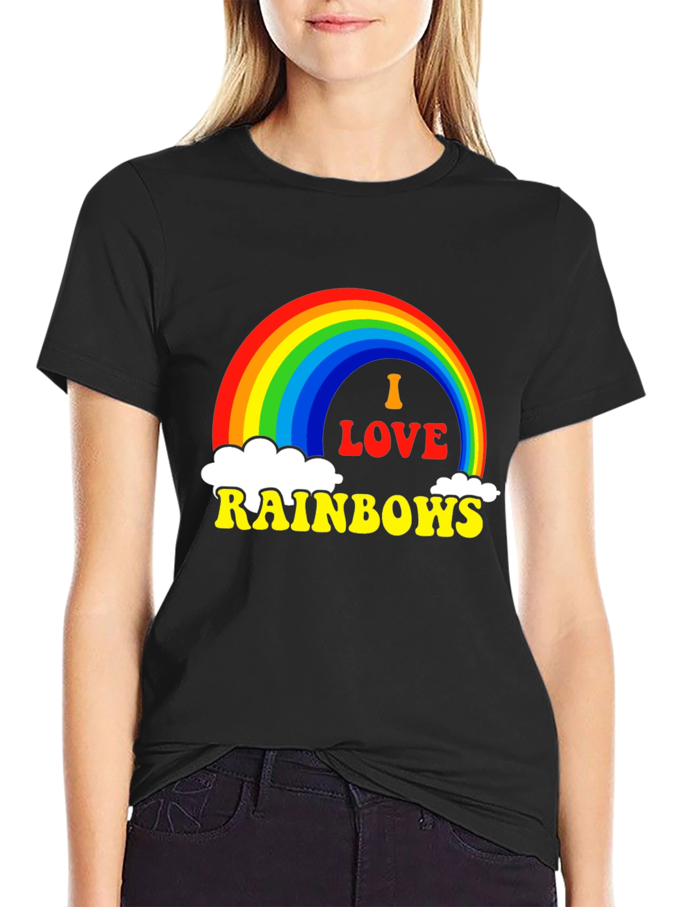 Black I Love Rainbows Graphic Tee - Black Pride T-Shirt view 2