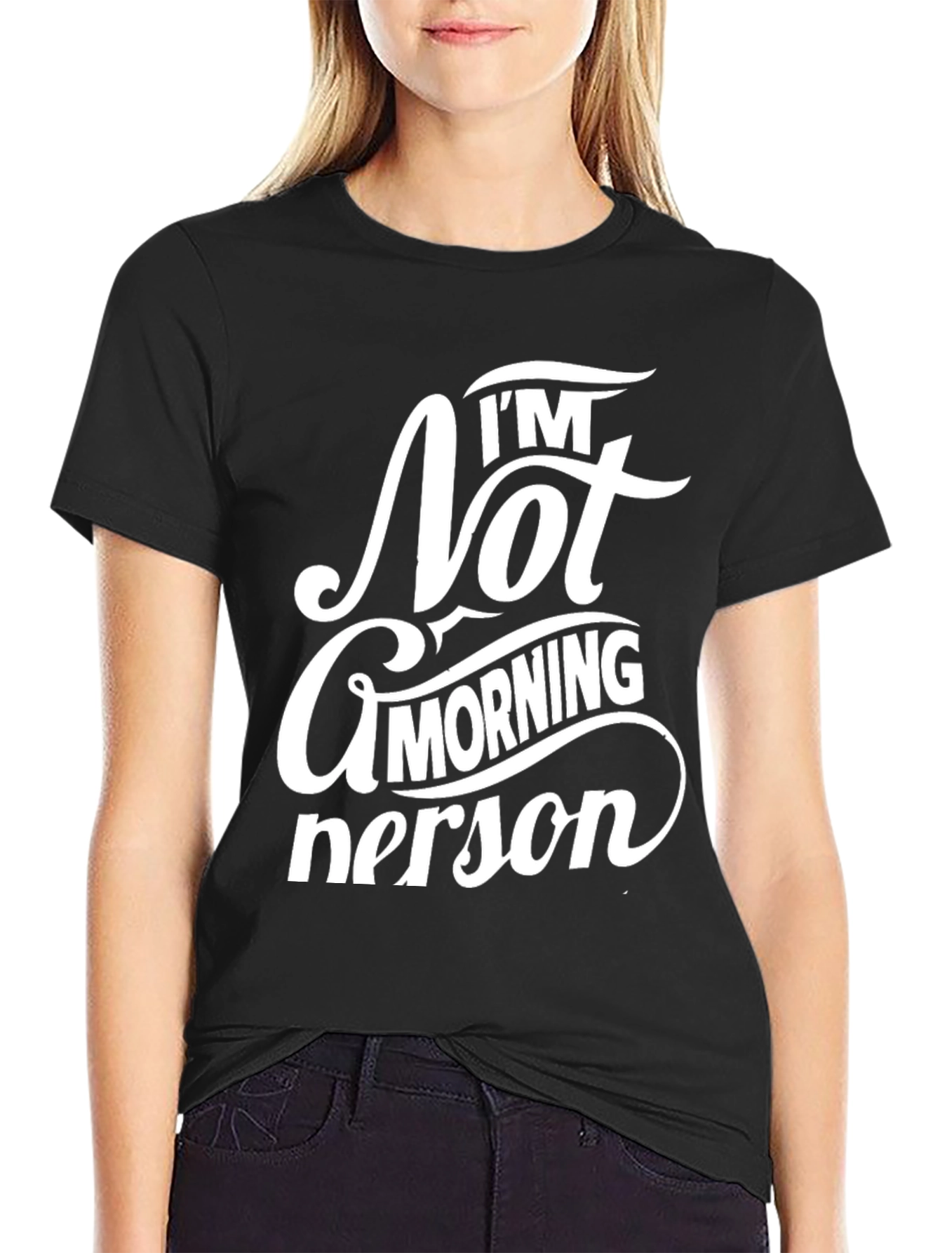 I'm Not a Morning Person Black Tee - 2