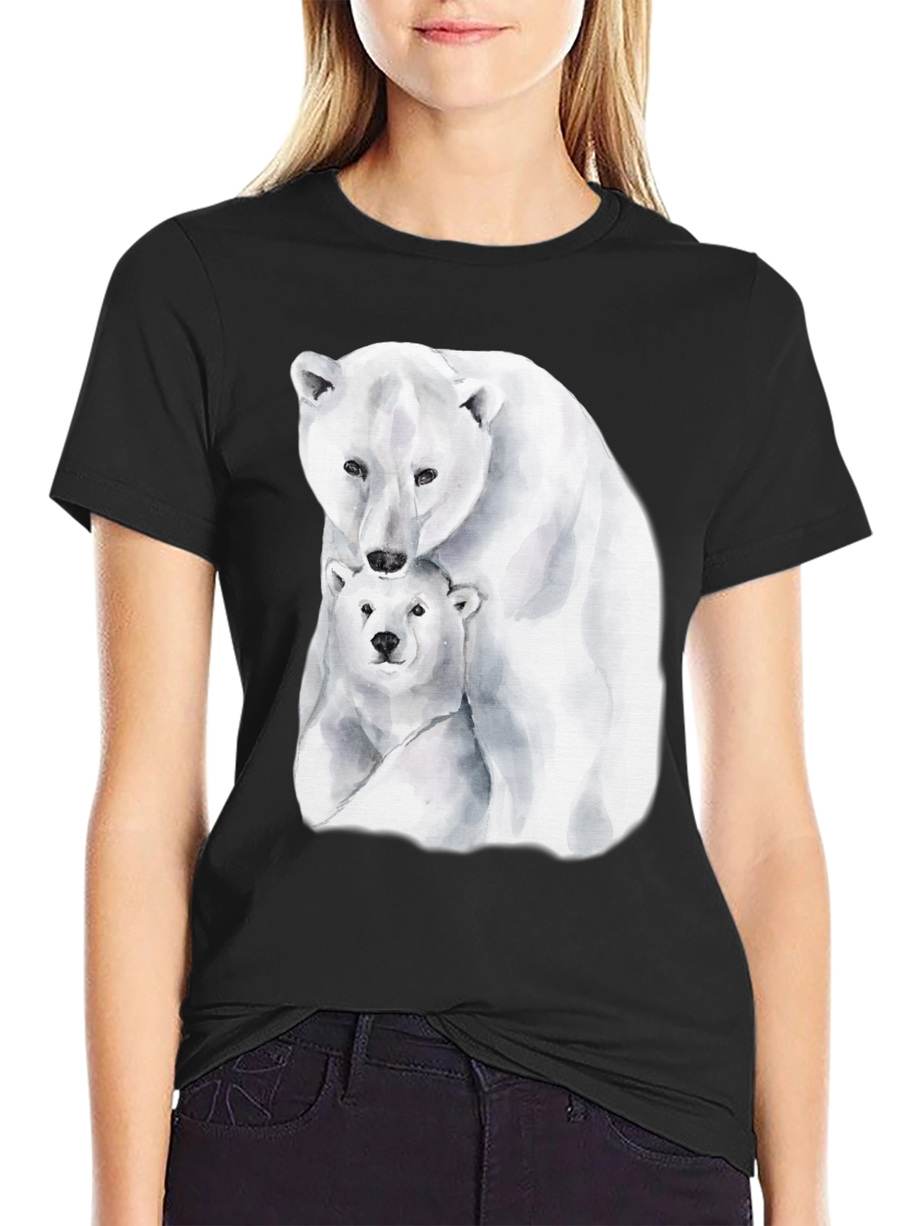 Black Polar Bear Graphic Tee - Black view 2