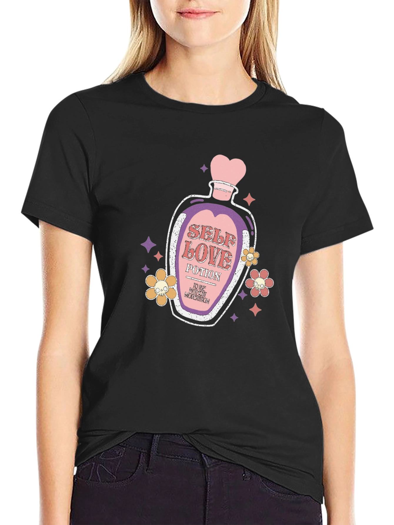 Black Self-Love Potion Graphic T-Shirt view 2