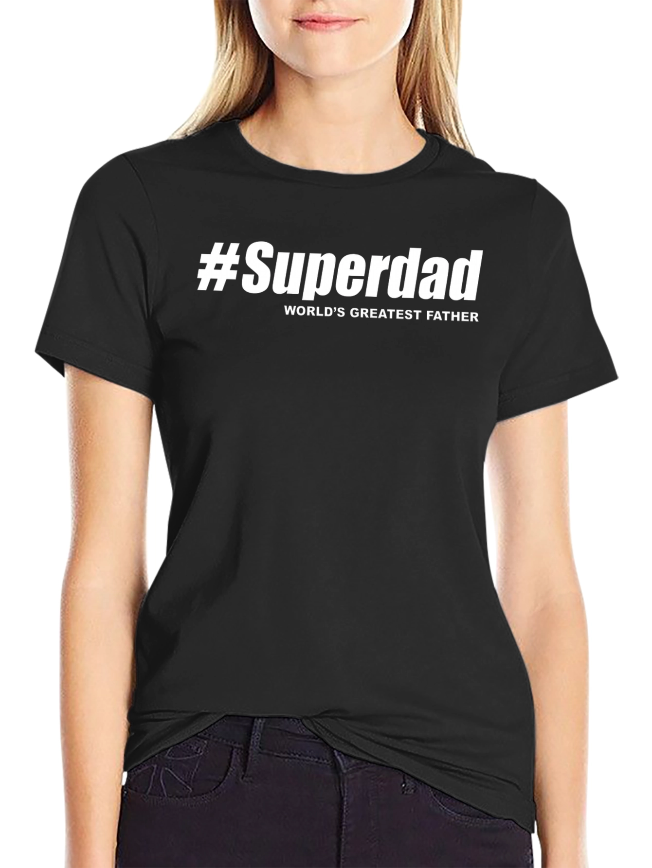 Black #Superdad World's Greatest Father T-Shirt view 2