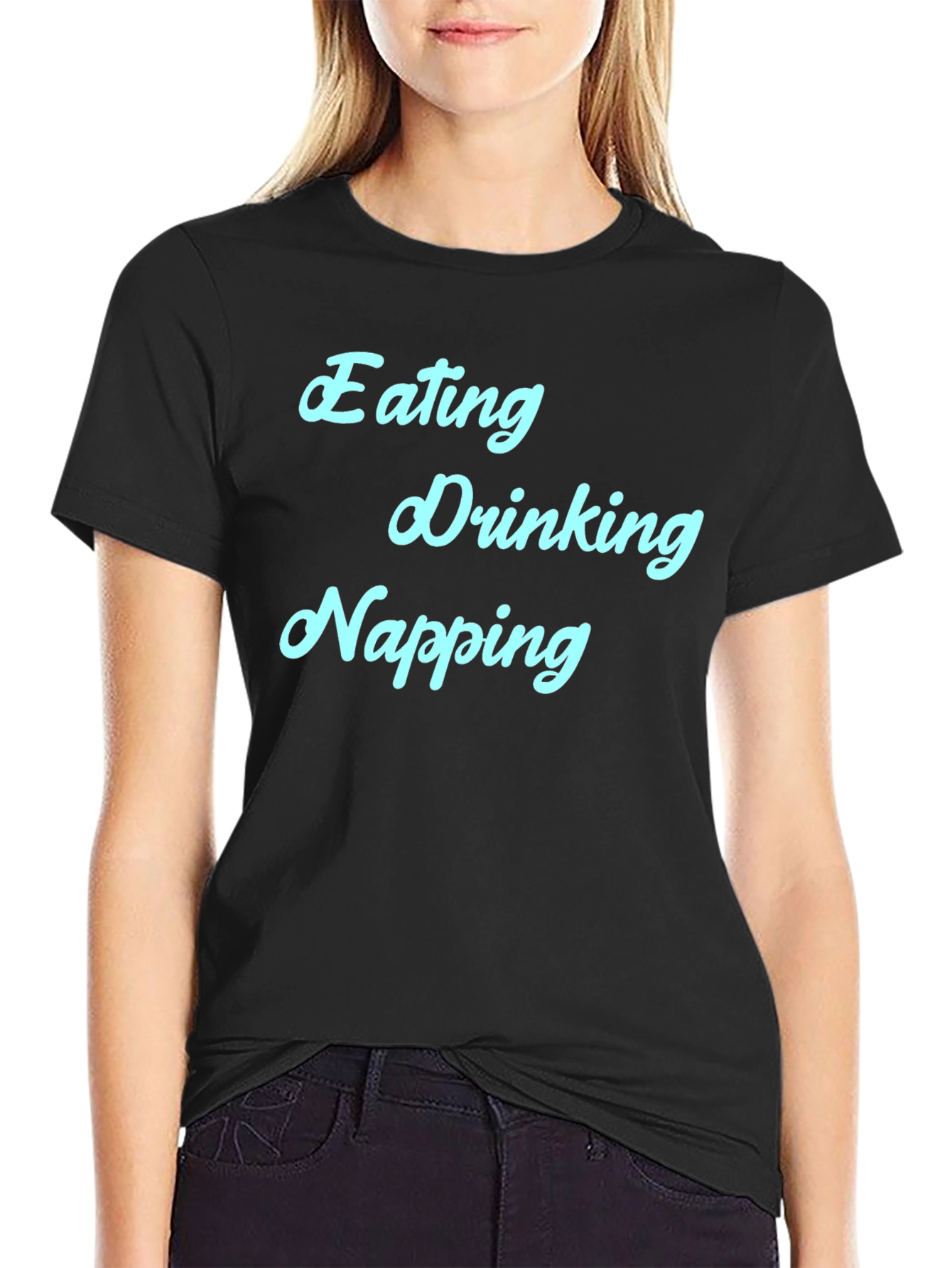 Black Eating Drinking Napping T-Shirt view 2